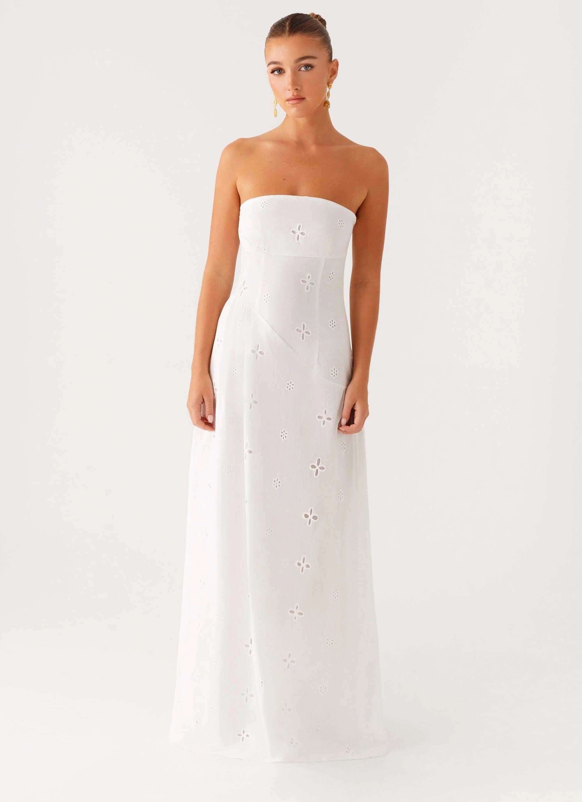 Sunkissed Maxi Dress - Ivory Lightweight Weave Mesh Insert