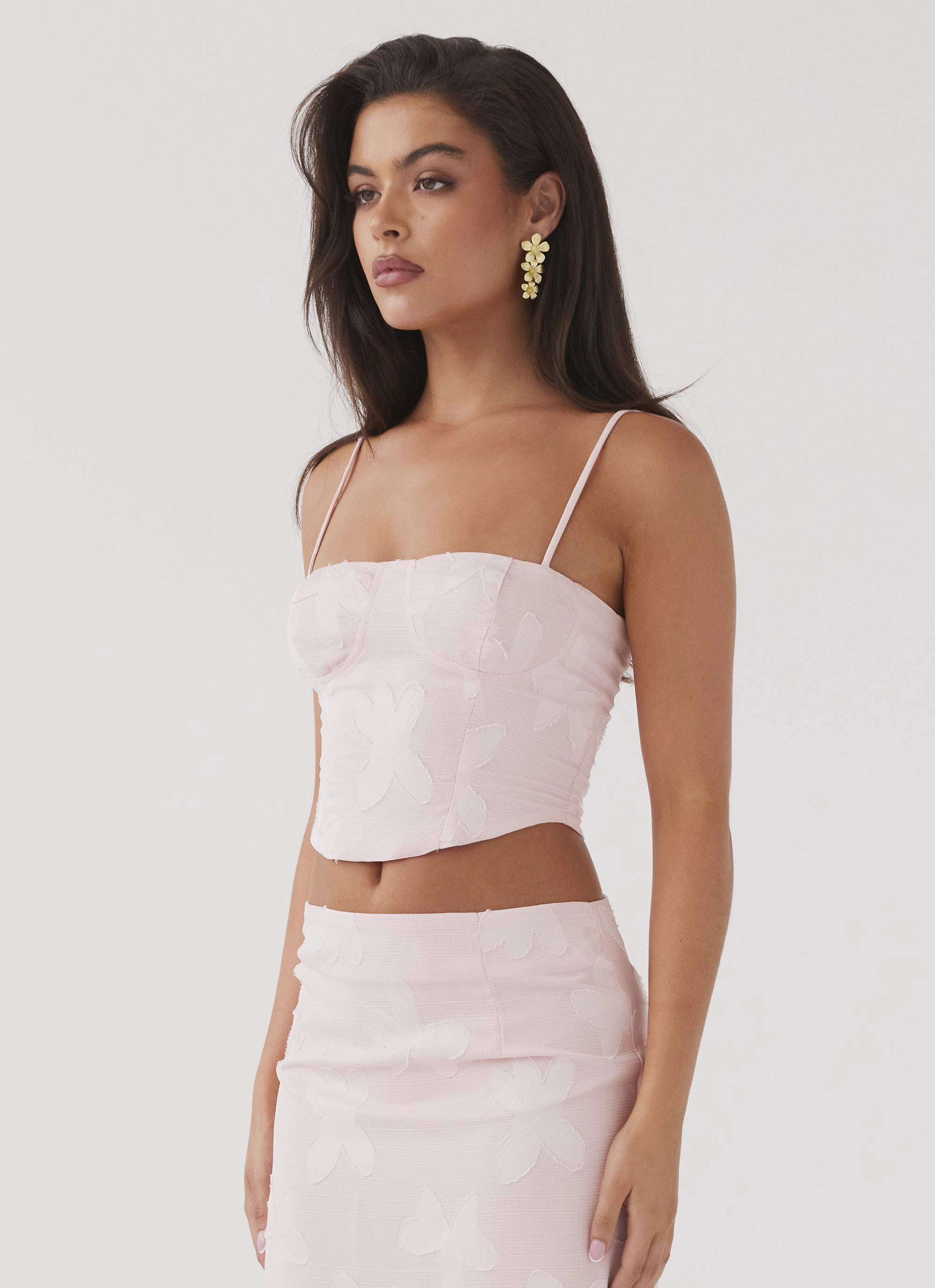 Breathable Linen Blend Best Love Lace Up Top - Pink Petal