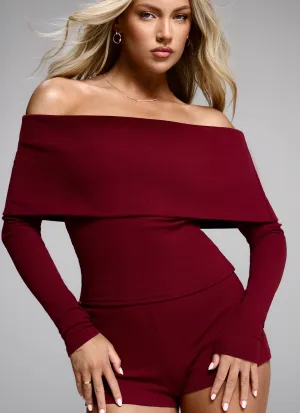 Spectate Long Sleeve Top - Maroon ReinforcedHems Contemporary Cut