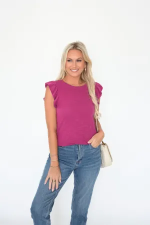 North Ruffle Tank - Orchid Basic Sweatshirt Trendy Shirt