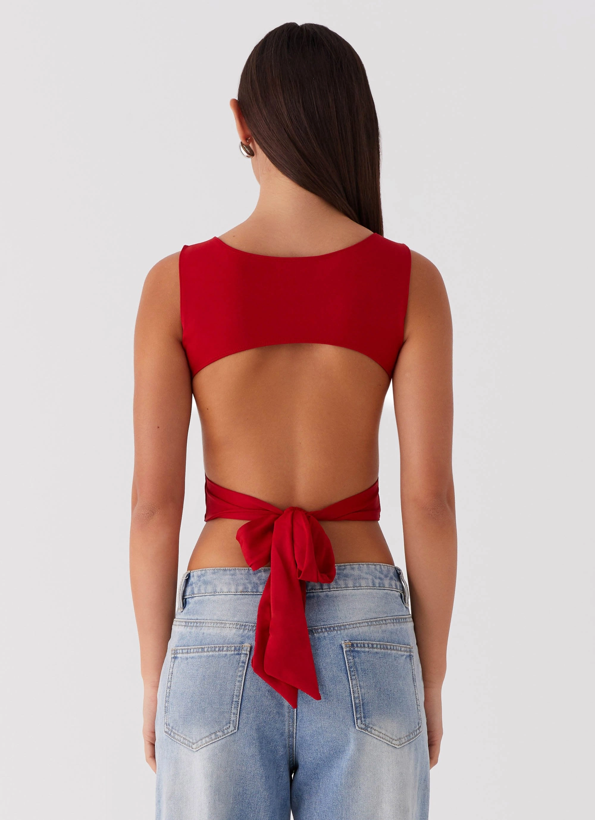 Soft Brushed Lining Saskie Tie Top - Ruby Red