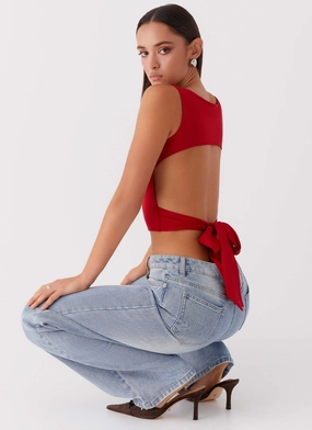 Saskie Tie Top - Ruby Red UV protection coating