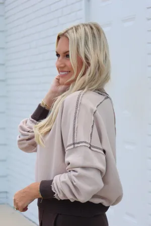 EcoWash Sweatshirt- Espresso Layered Collar Design