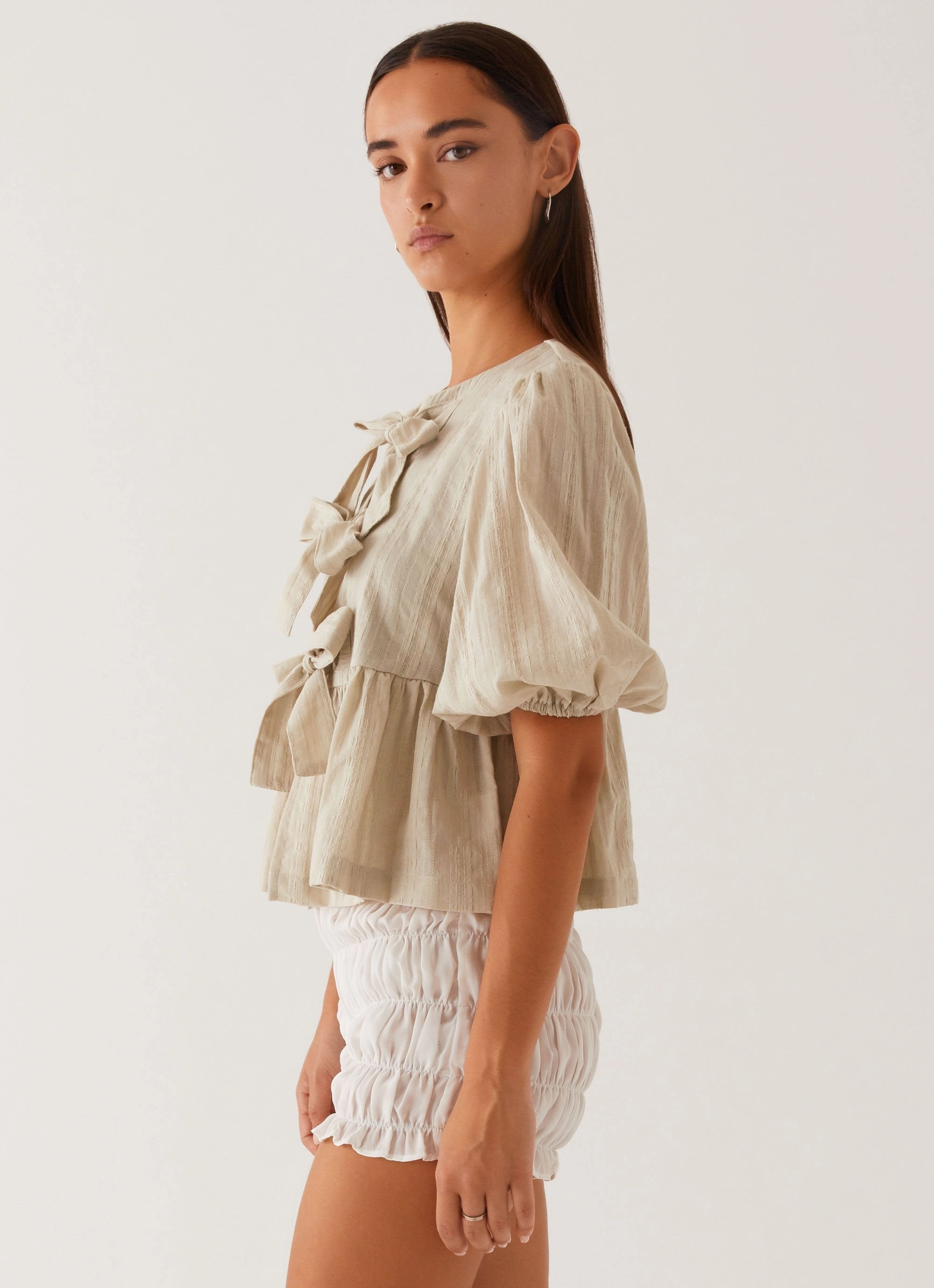 Western Wind Tie Top - Sage Layered Neckline