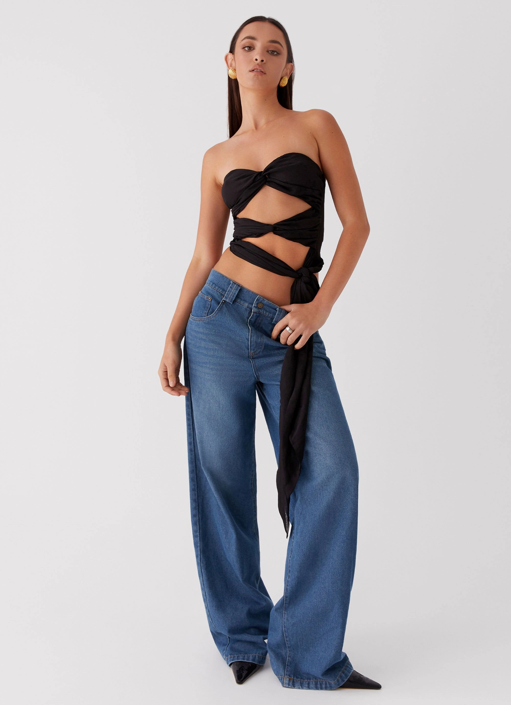 Multipurpose Layering Piece Multi Directional Mobility Sunlight Cascade Top - Black