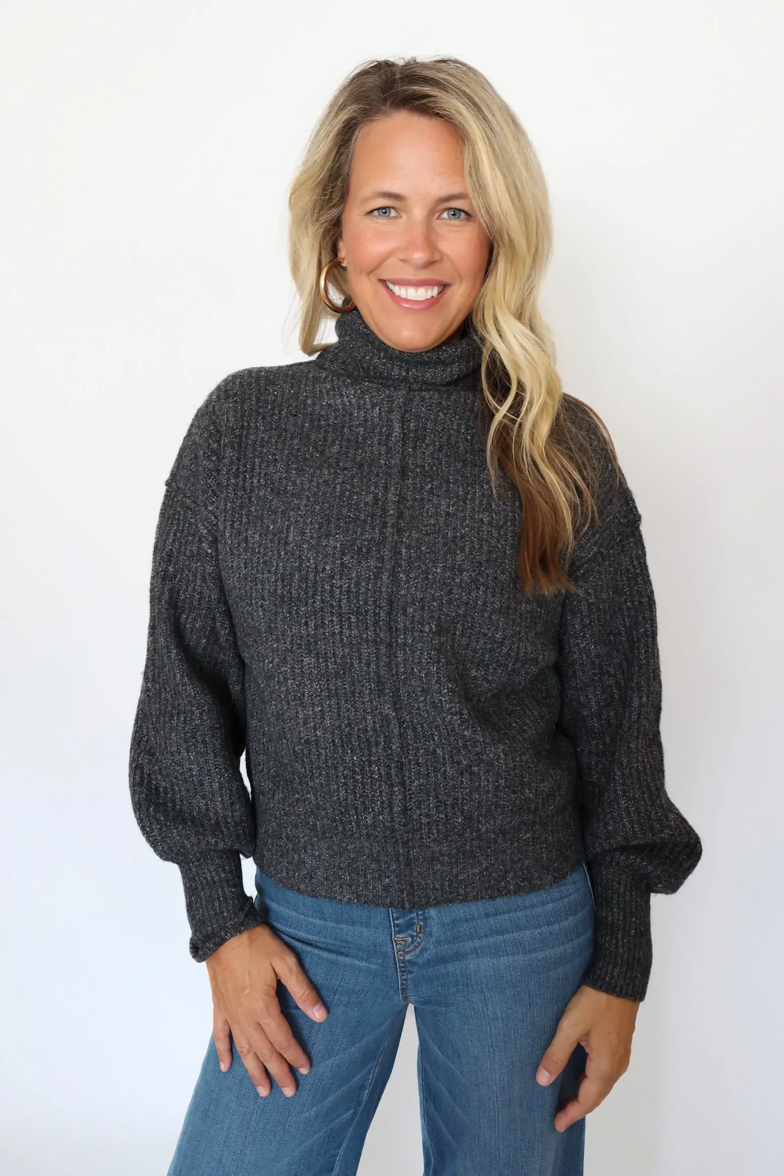 Stretchable Blend All Purpose Casual Cut Ariana Sweater- Black (FINAL SALE)