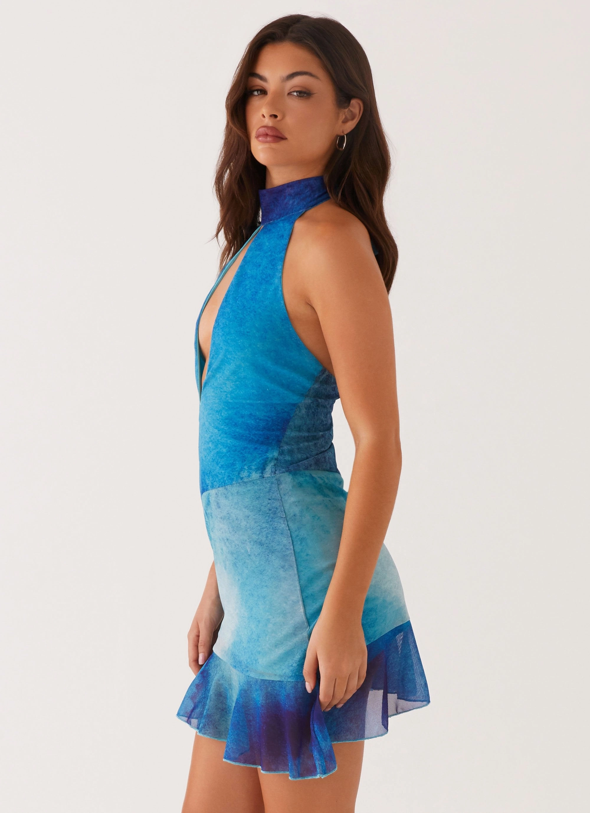 Autumn-Season Arlo Mini Dress - Blue Tie Dye