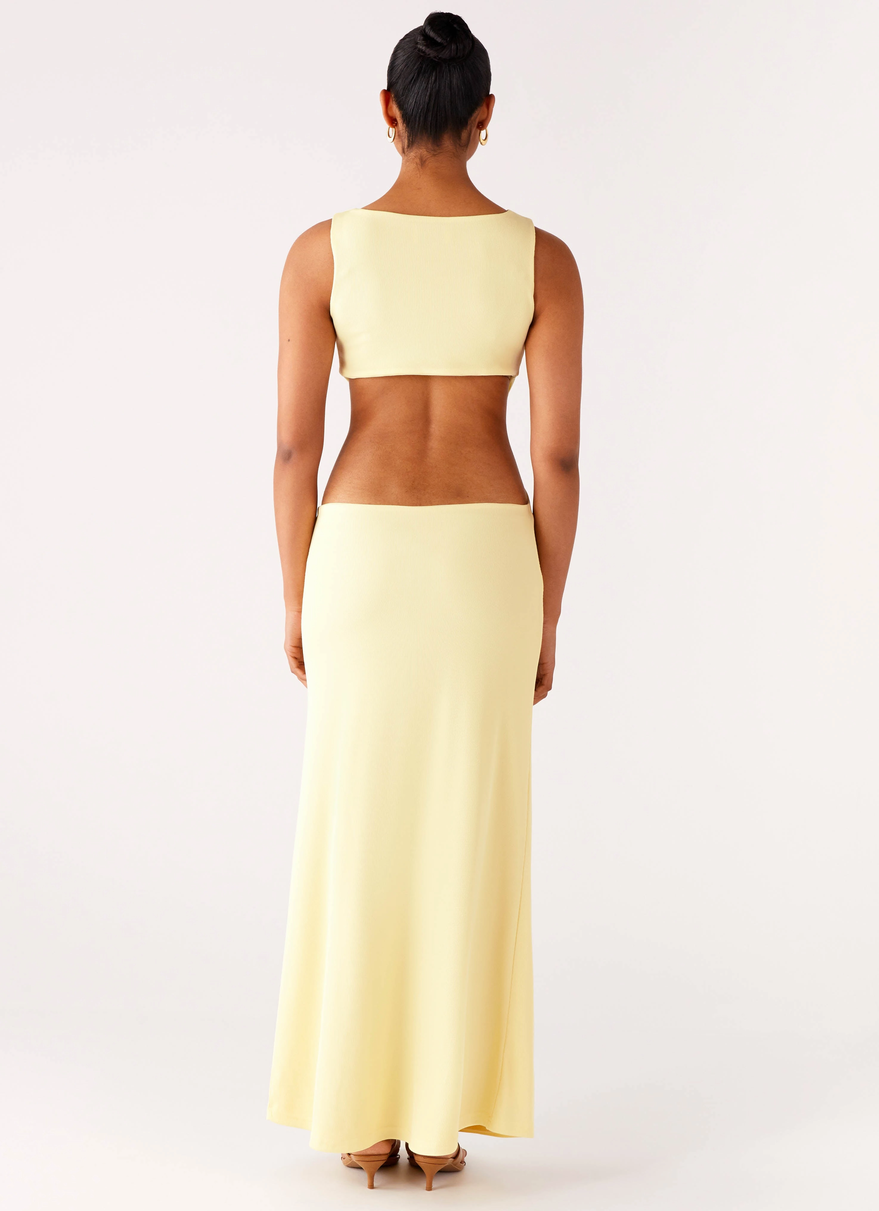 Aruba Hardware Maxi Dress - Yellow Satin Finish