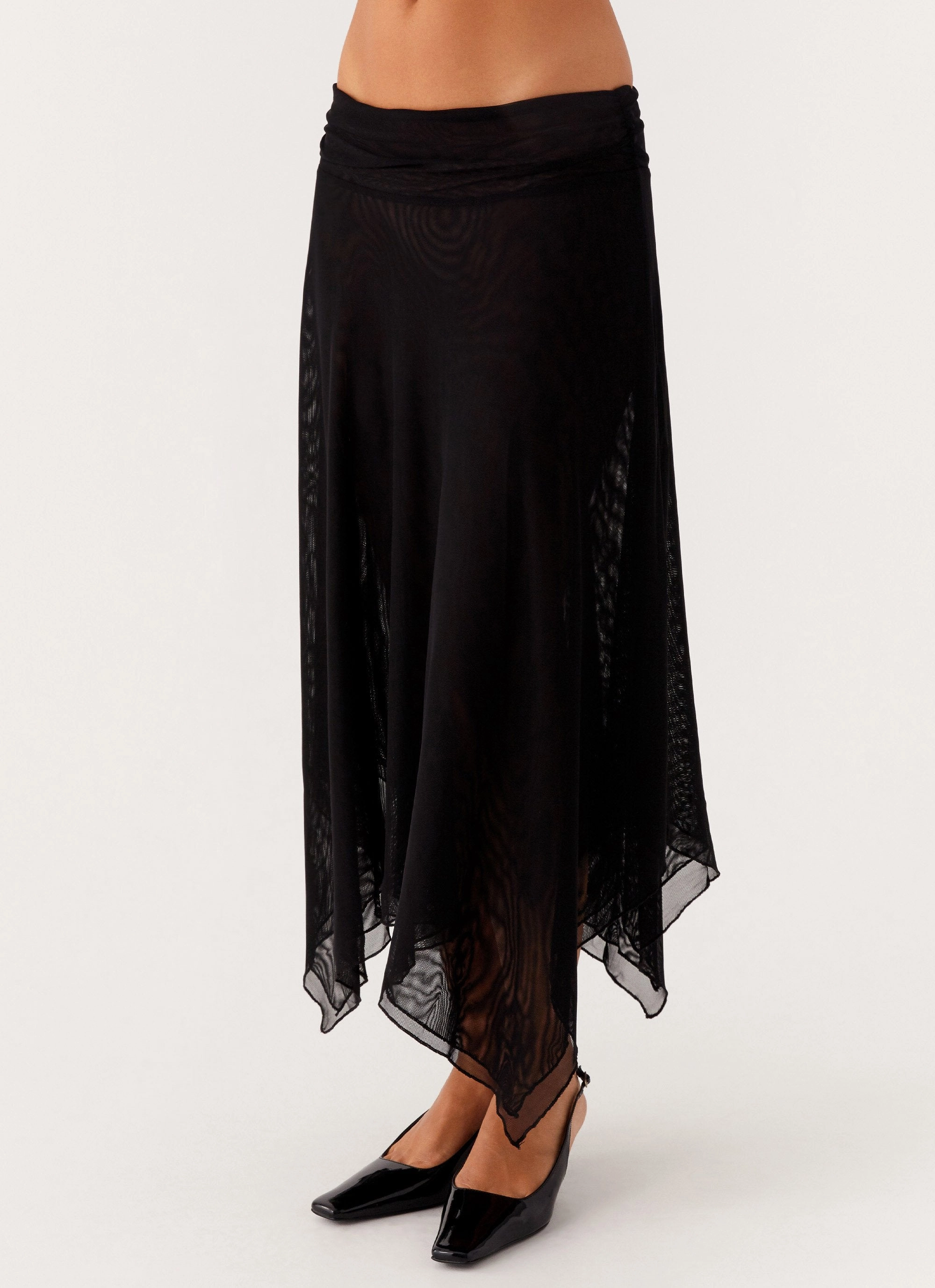 Easy Fit Subtle Shimmer Arwen Midi Skirt - Black