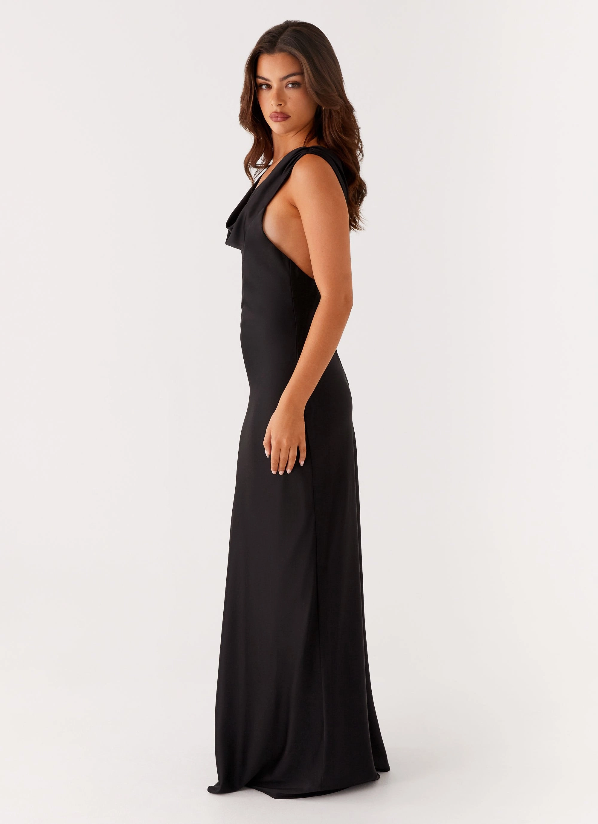 Arya Maxi Dress - Black Bold Style Draped Silhouette
