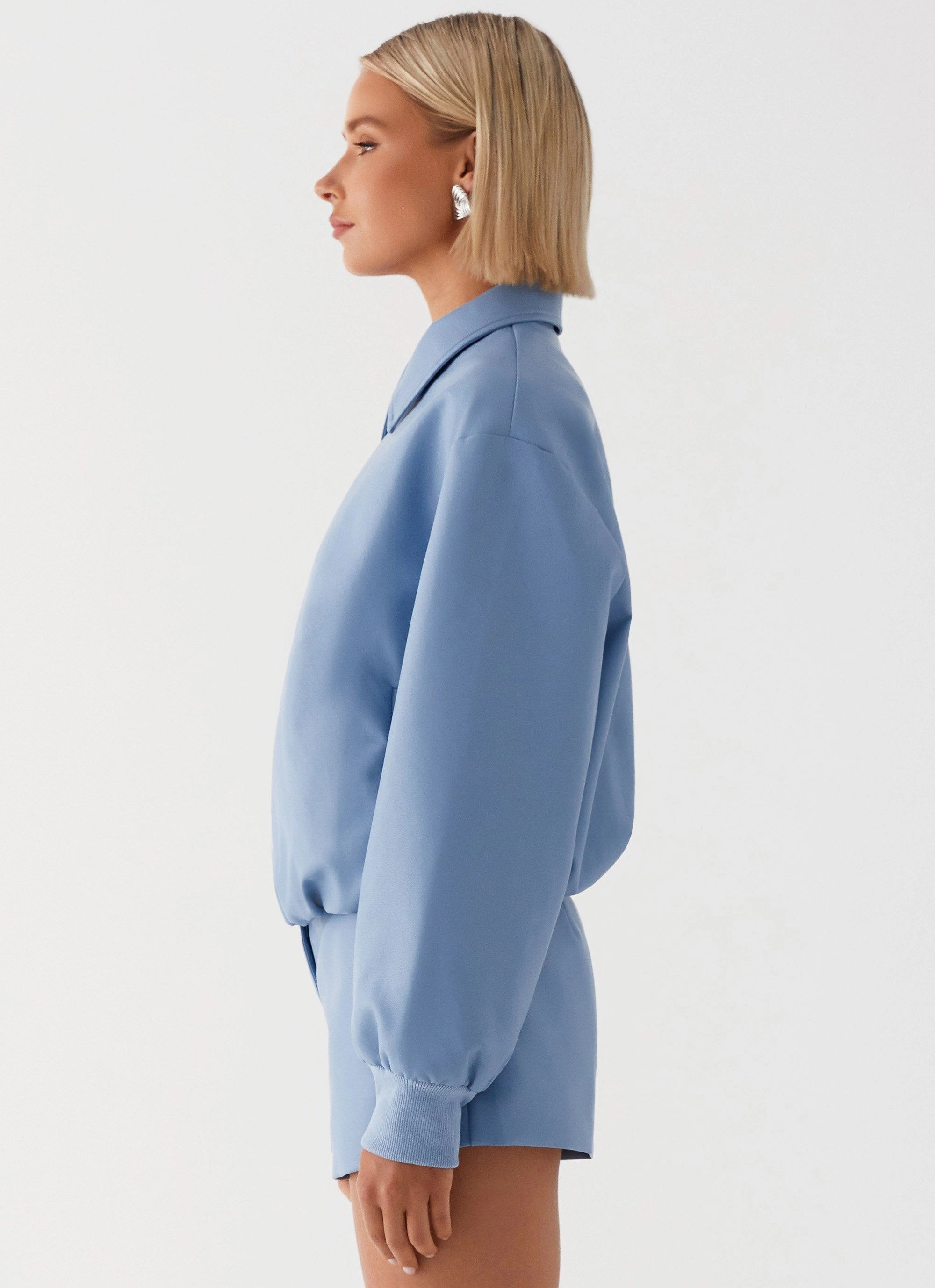 ThermalLining AthleticInspired Aspen Oversized Bomber Jacket - Blue