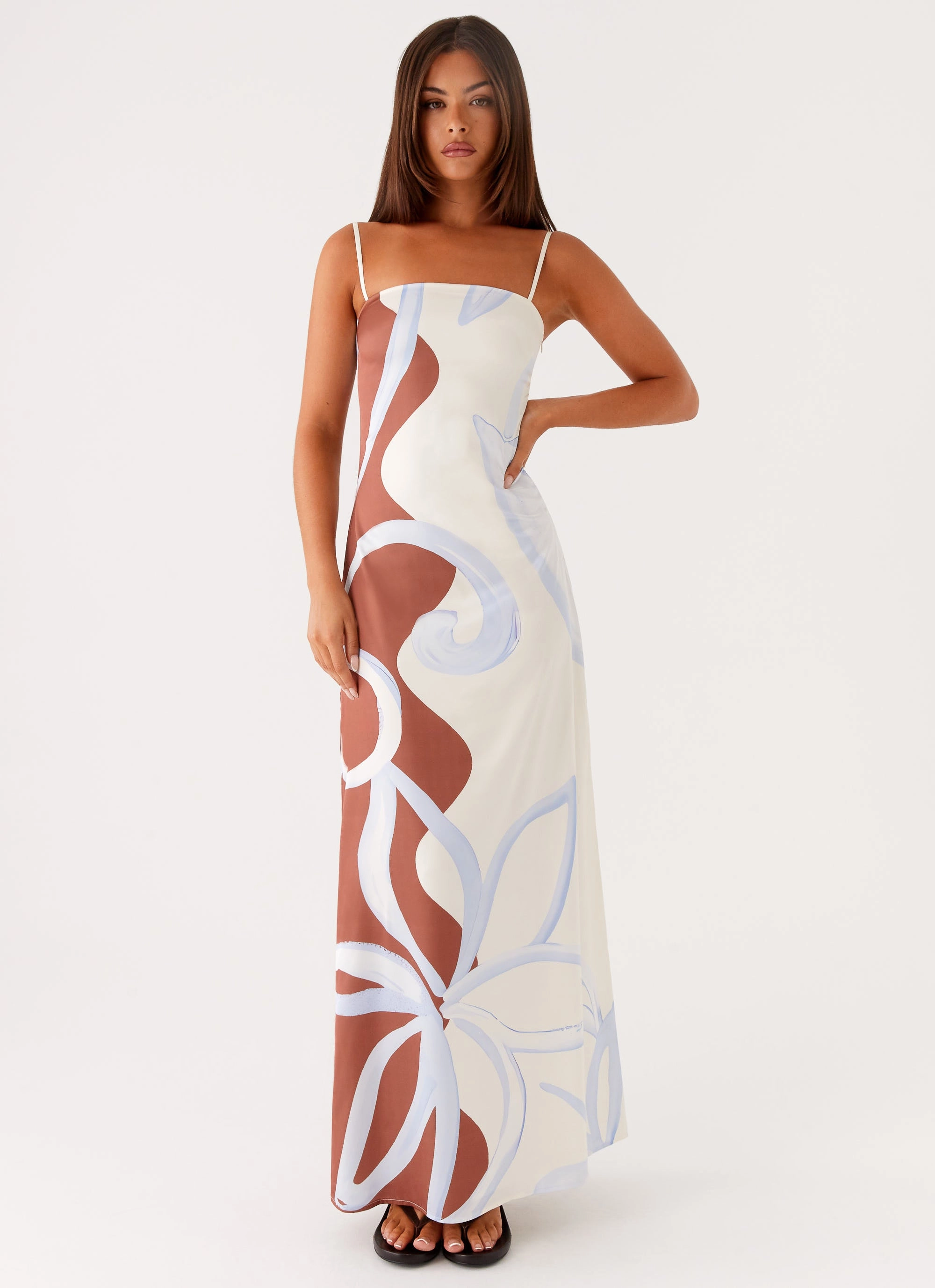 Aster Bloom Maxi Dress - Bloom Wave Print Ruffle Hem