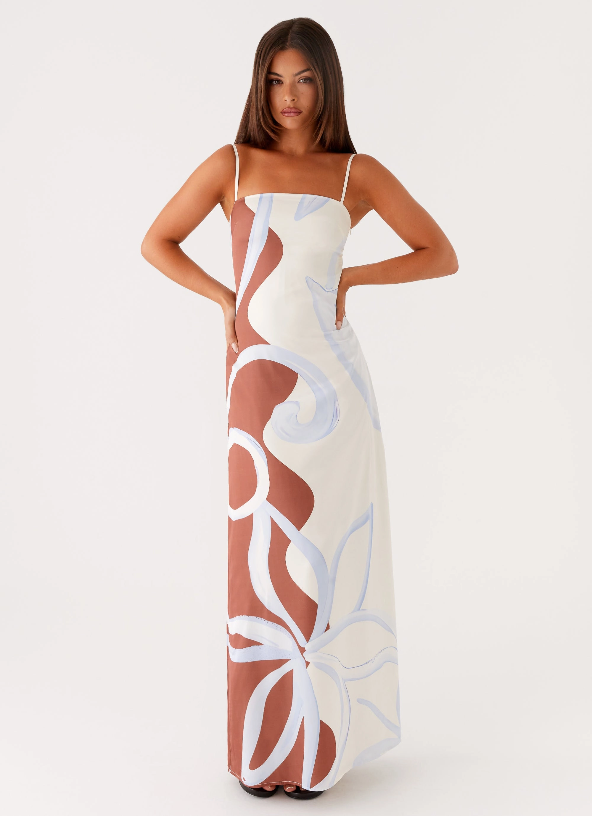 Aster Bloom Maxi Dress - Bloom Wave Print Art Inspired Smart Fit Wear