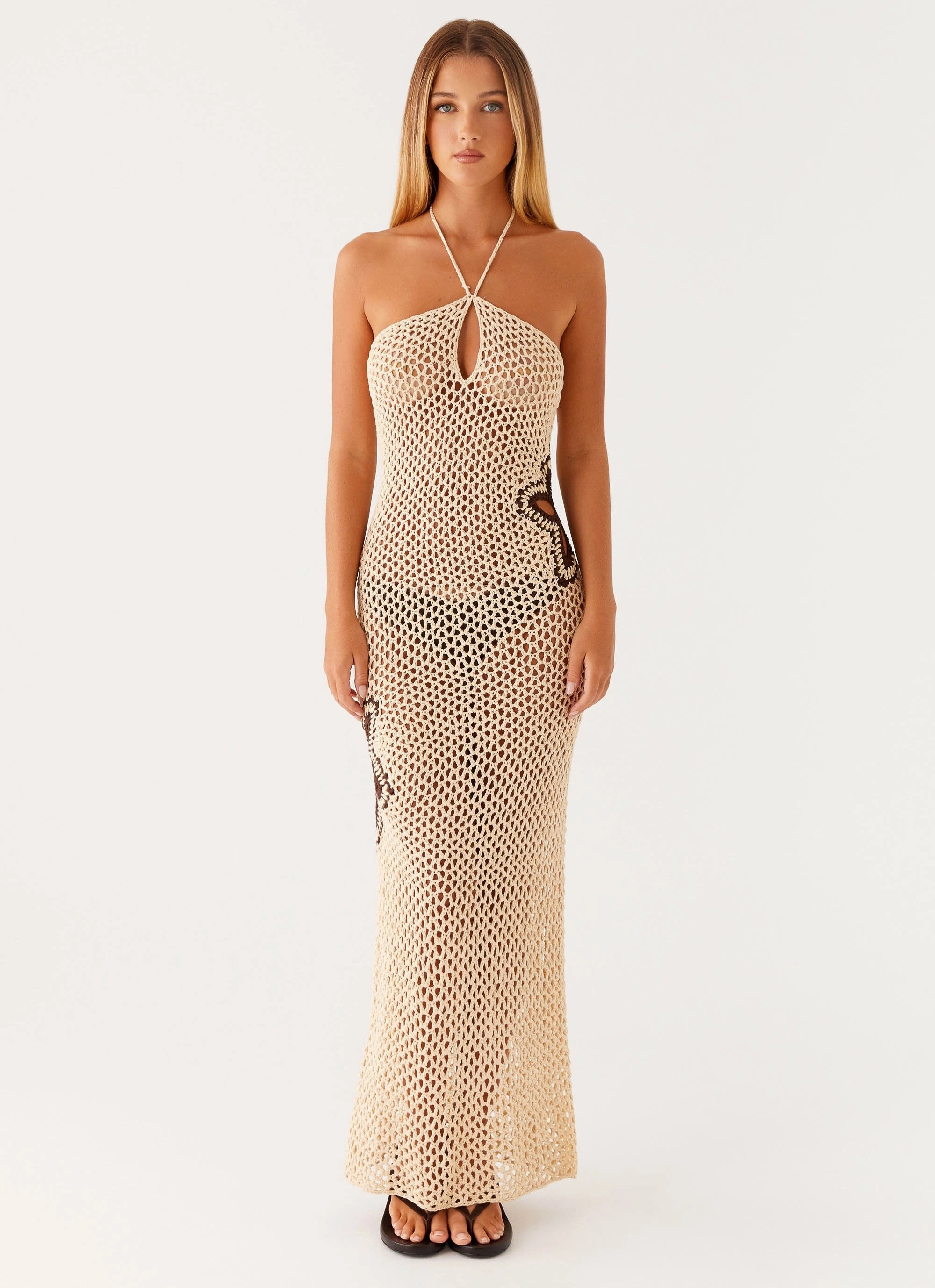 Anti-Static-Finish Comfy Flex Aster Crochet Maxi Dress - Pastel Yellow