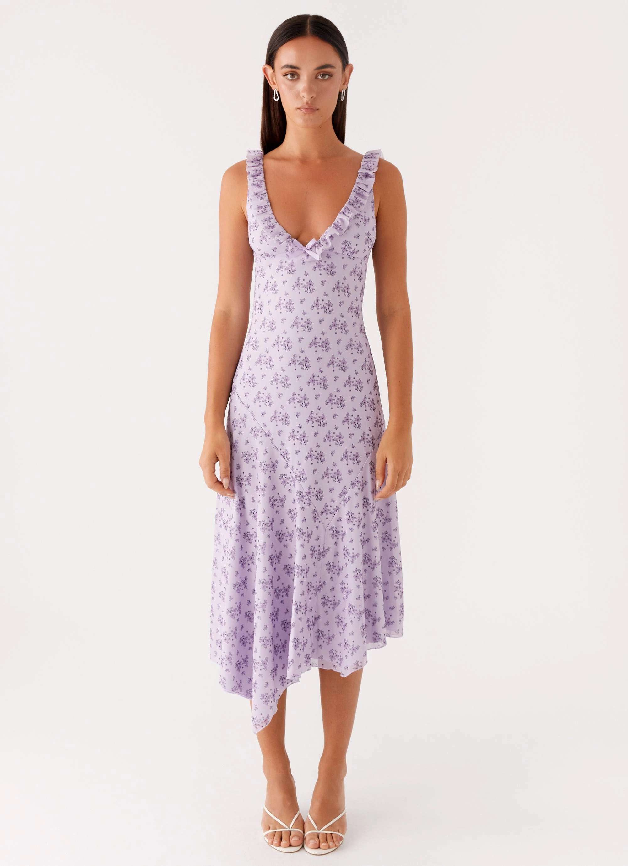 Asteri Midi Dress - Lavender Meadow Contrast-Panel