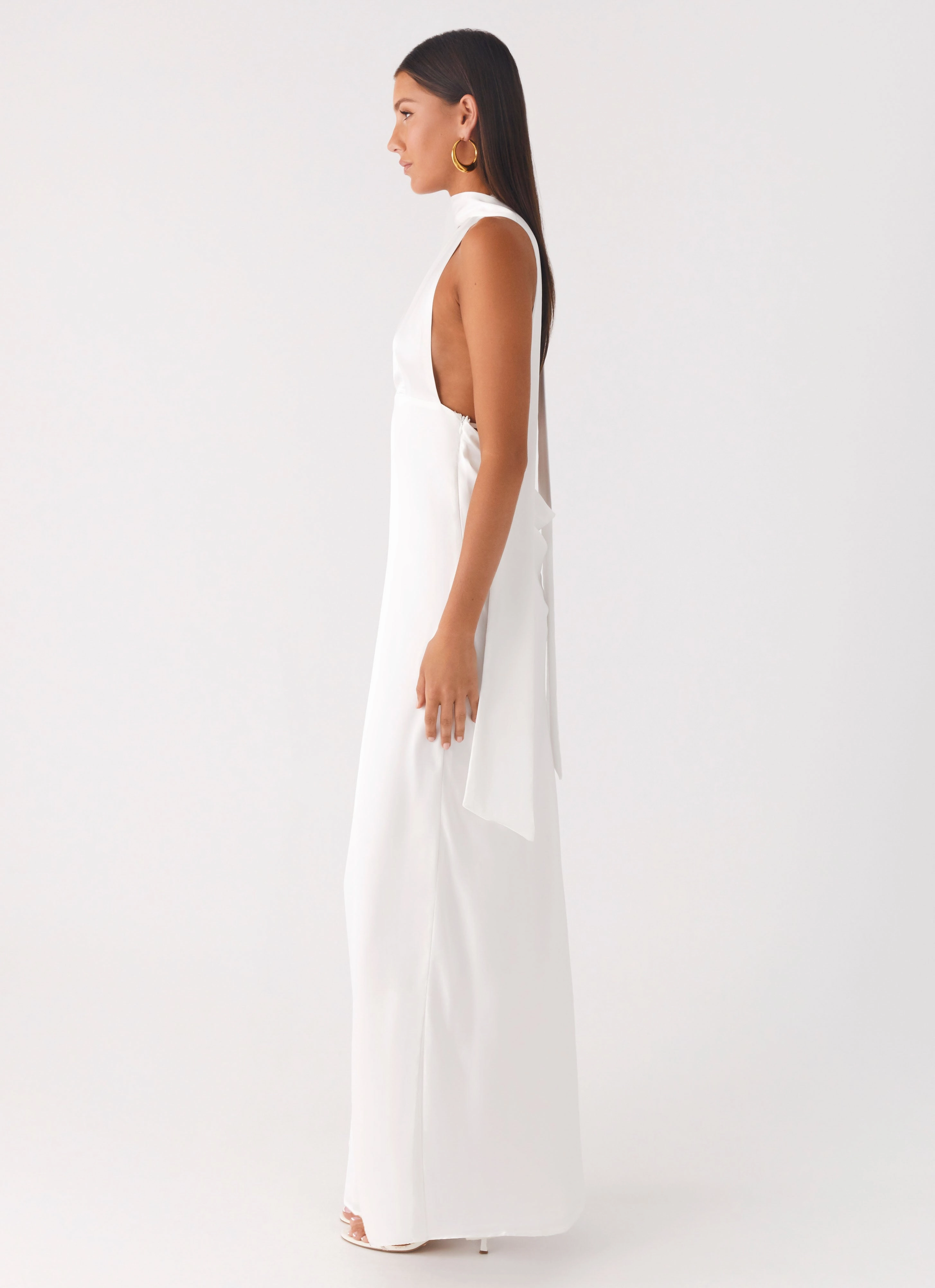 Urban Touch Alicia Satin Halter Maxi Dress - White