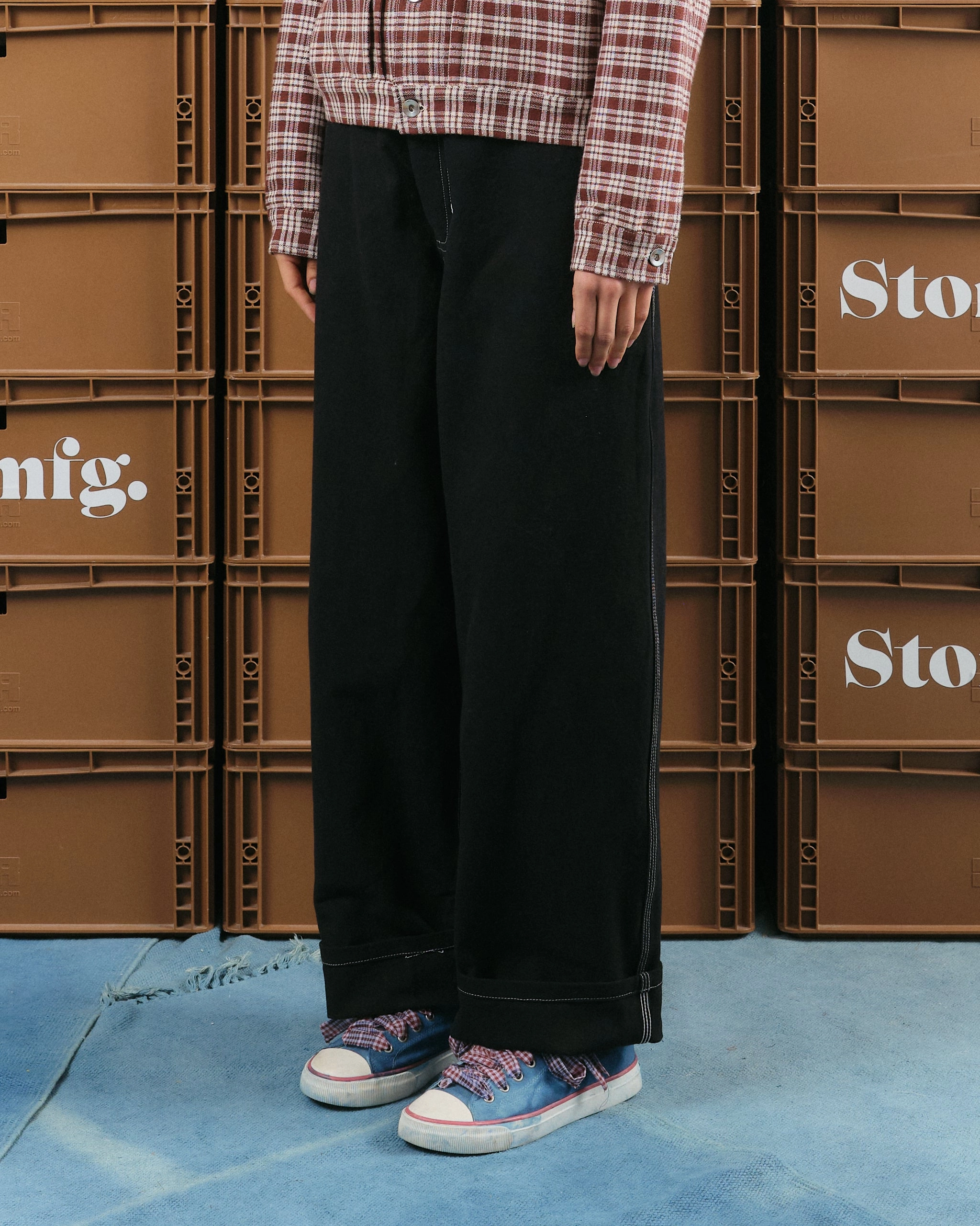 Poetry Pants - Black Wonky-Wear Casual Smart Wrinkle-Free-Finish
