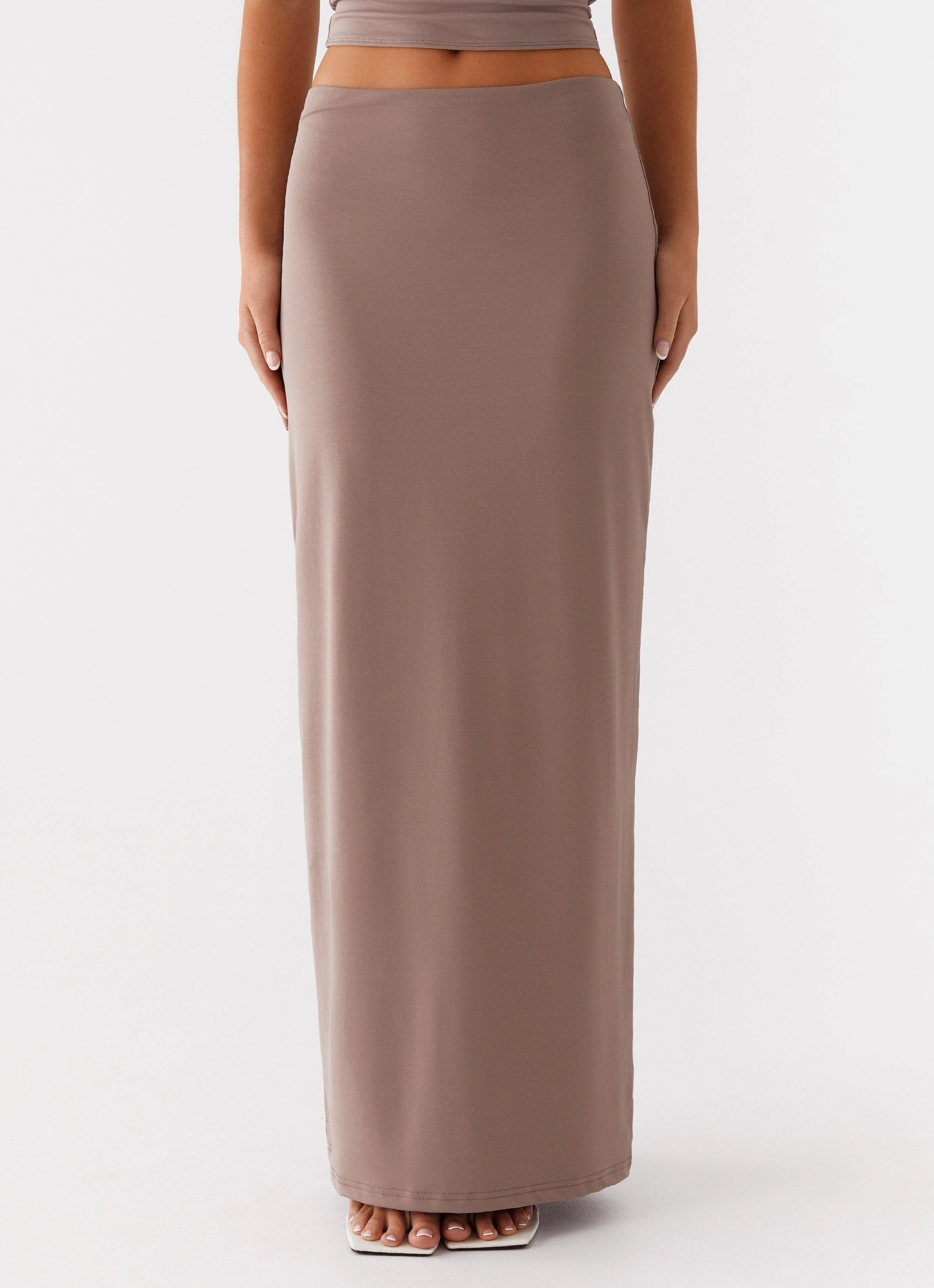 Solace Soul Maxi Skirt - Taupe Unique Feature