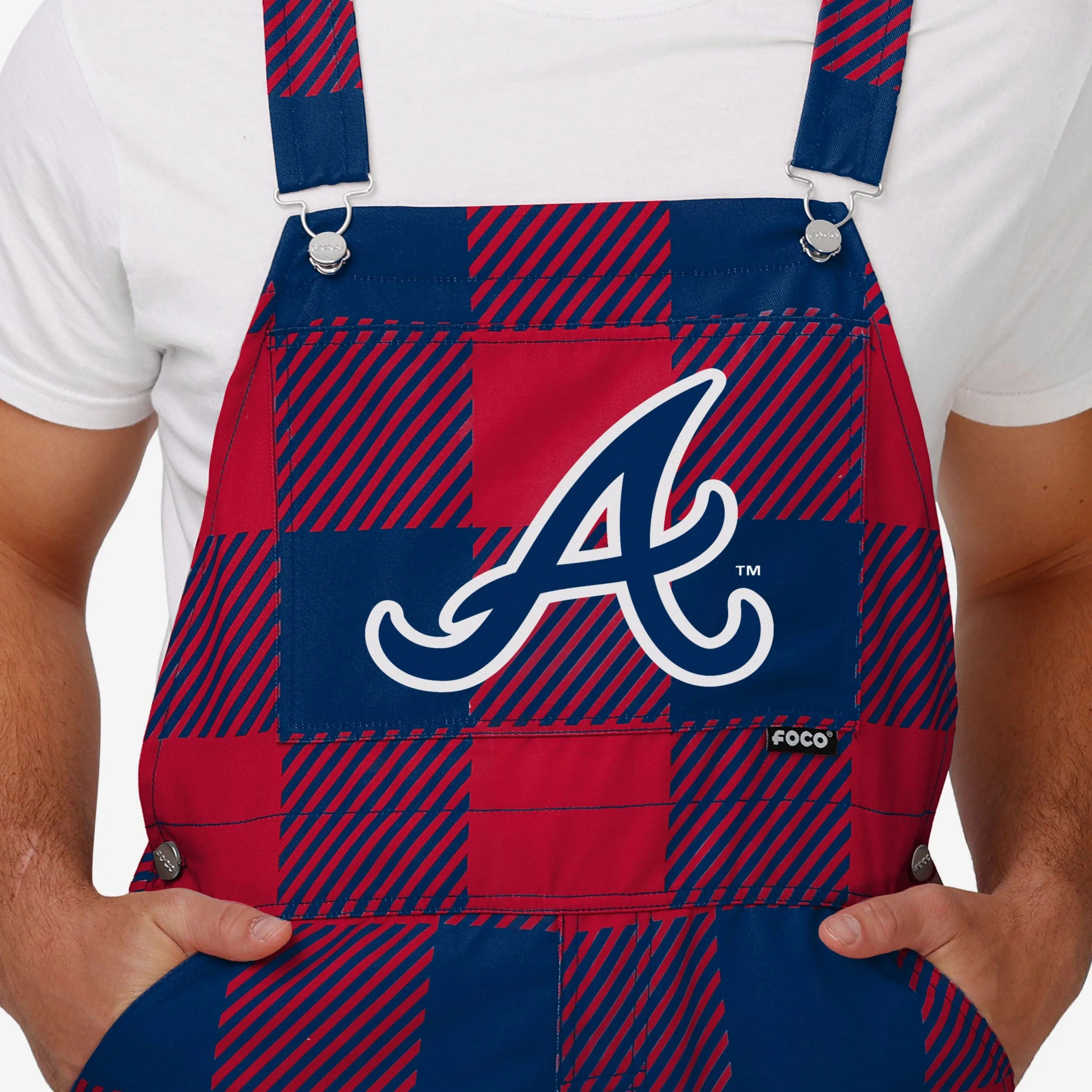 Atlanta Braves Mens Plaid Bib Overalls