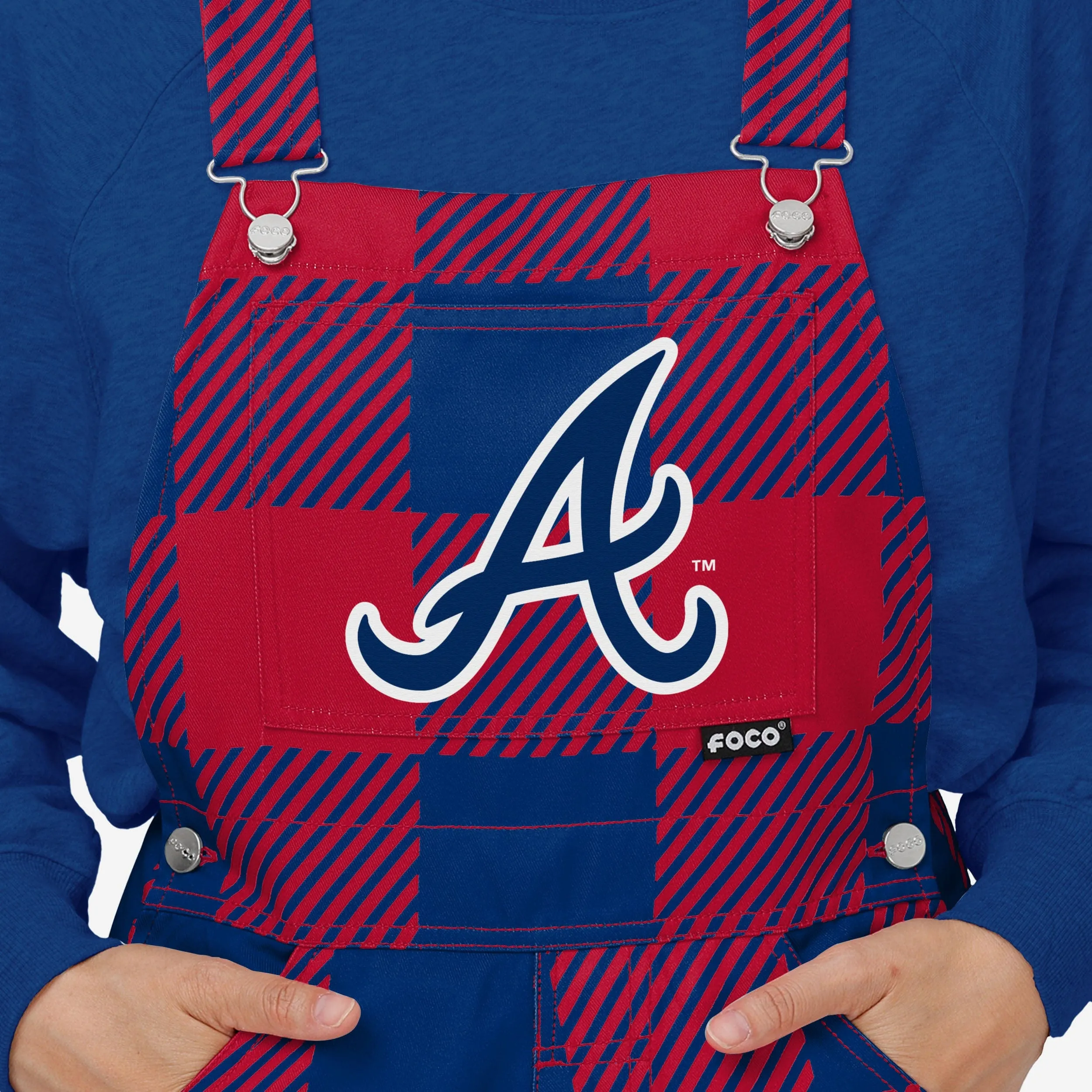 Atlanta Braves Womens Plaid Bib Overalls