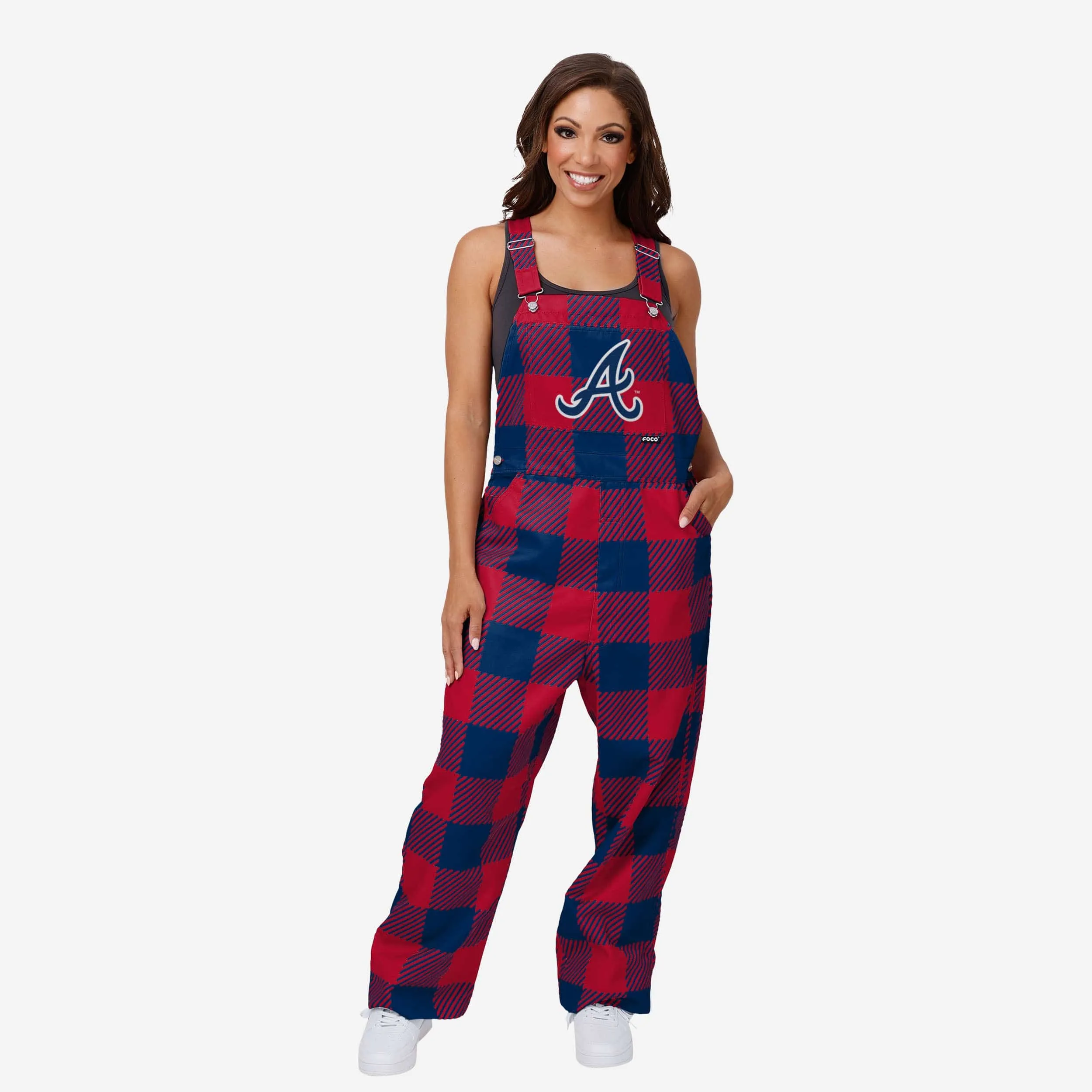 Atlanta Braves Womens Plaid Bib Overalls
