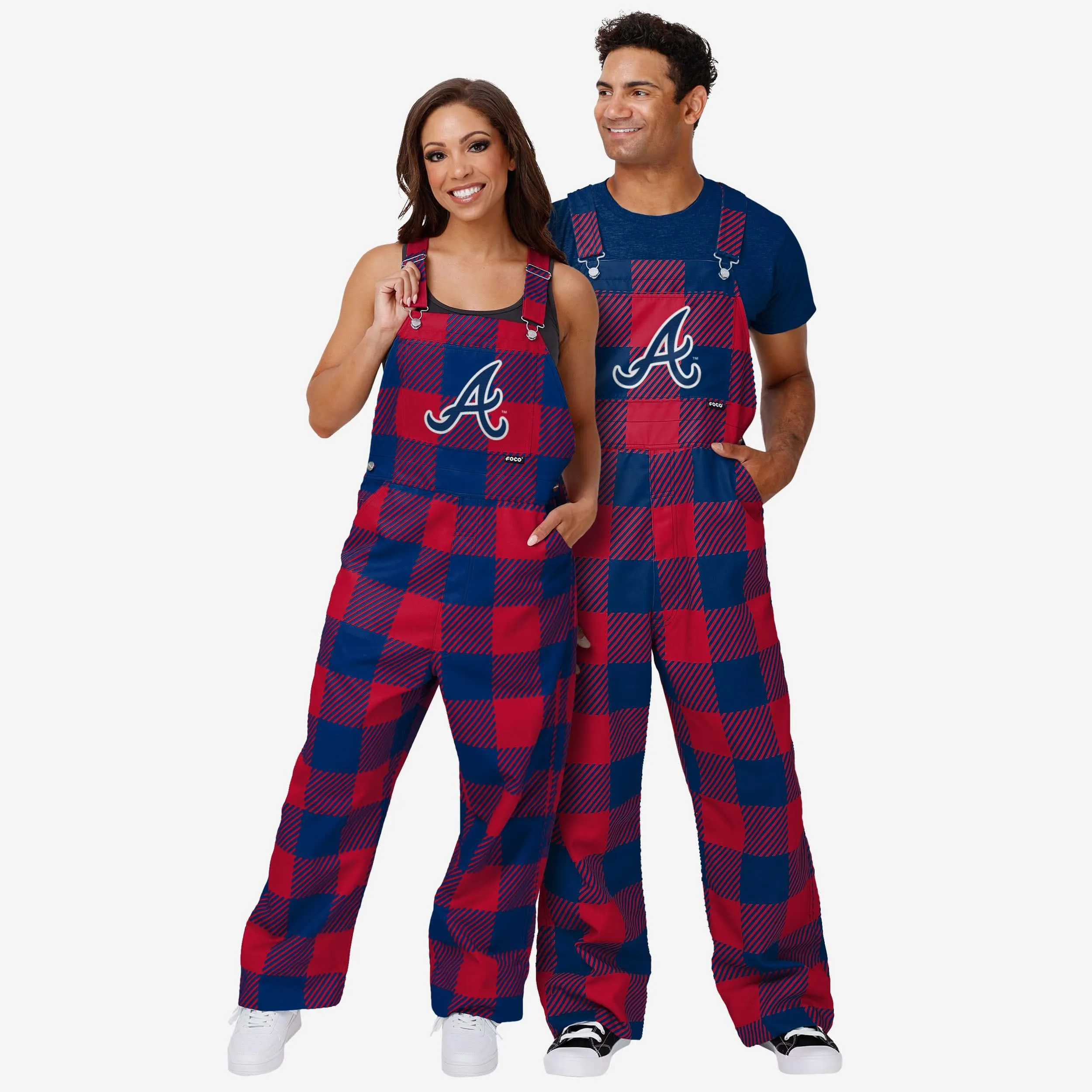 Atlanta Braves Womens Plaid Bib Overalls