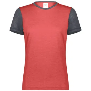 Augusta Sportswear Women's Scarlet Heather/Carbon Heather Gameday Vintage Ringer Tee