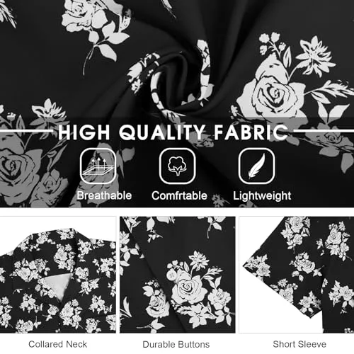 Aulemen Men's Hawaiian 2 Piece Outfit Summer Beach Shorts Sets Floral Pattern Printed Tracksuits Light Blue M