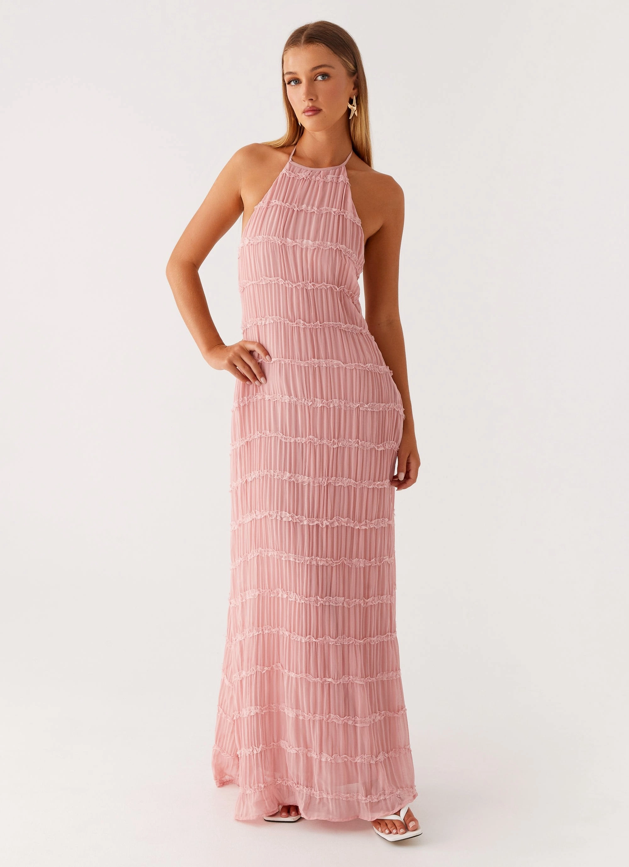 Aullie Maxi Dress - Pink Relaxed Fit Design Sophisticated Elegance