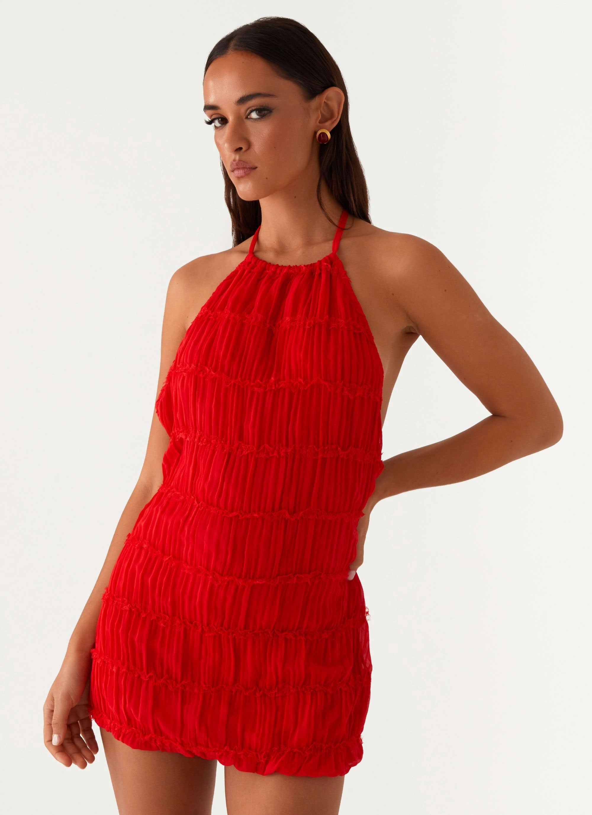 Stylish Cut Effortless weekend dress Aullie Mini Dress - Red