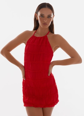 Aullie Mini Dress - Red Chic Ensemble