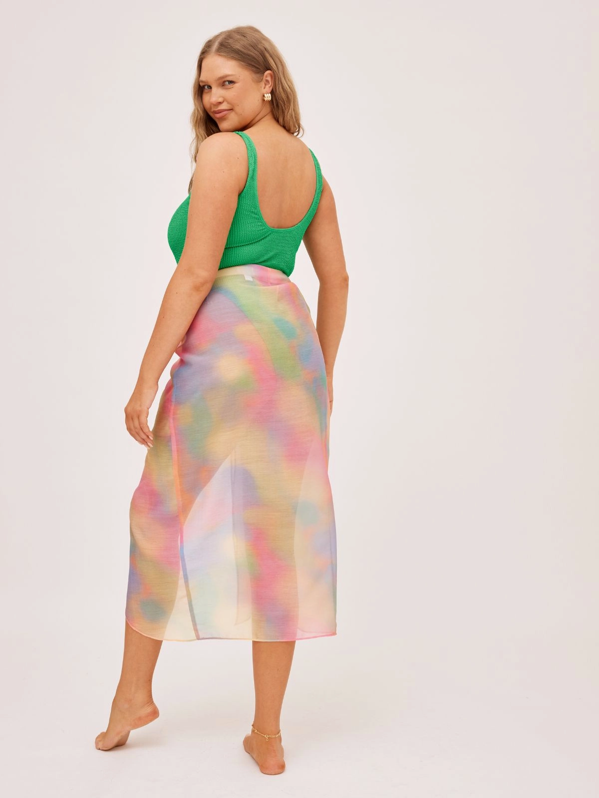 Aurelia Sheer Beach Sarong / Pastel Ombre Flow Look ruffle trim