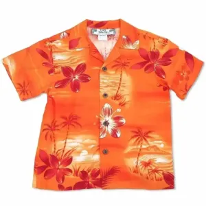 aurora orange hawaiian boy shirt