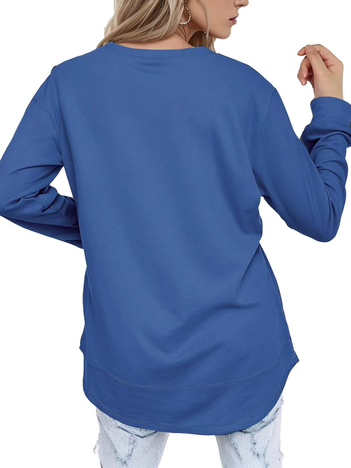 AURUZA Womens Sweatshirts Hoodies Fleece Crewneck Oversized Pullover Sweaters Casual Fall Clothes