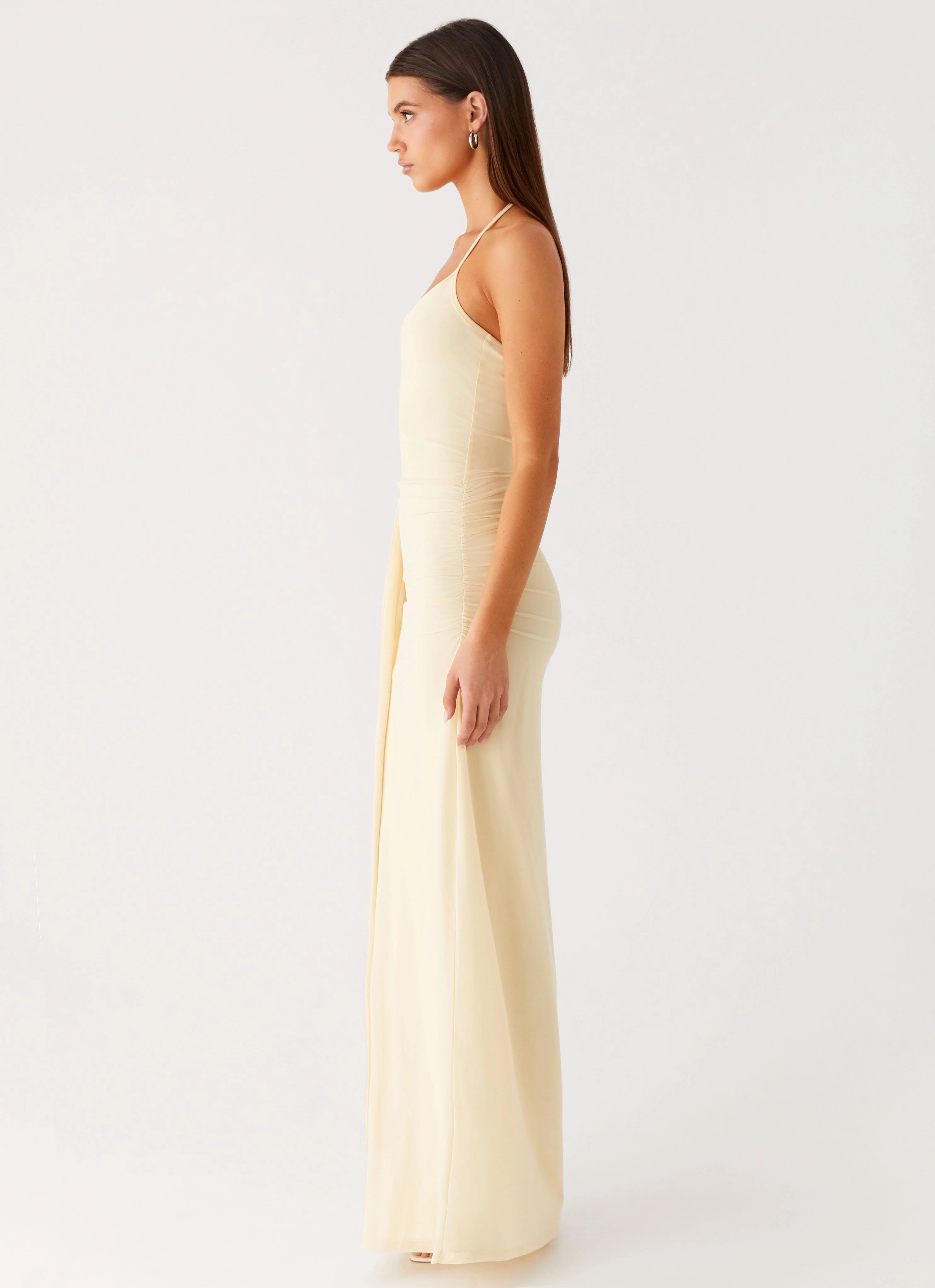 Wrinkle-Resistant Signal Halter Maxi Dress - Sunny Yellow