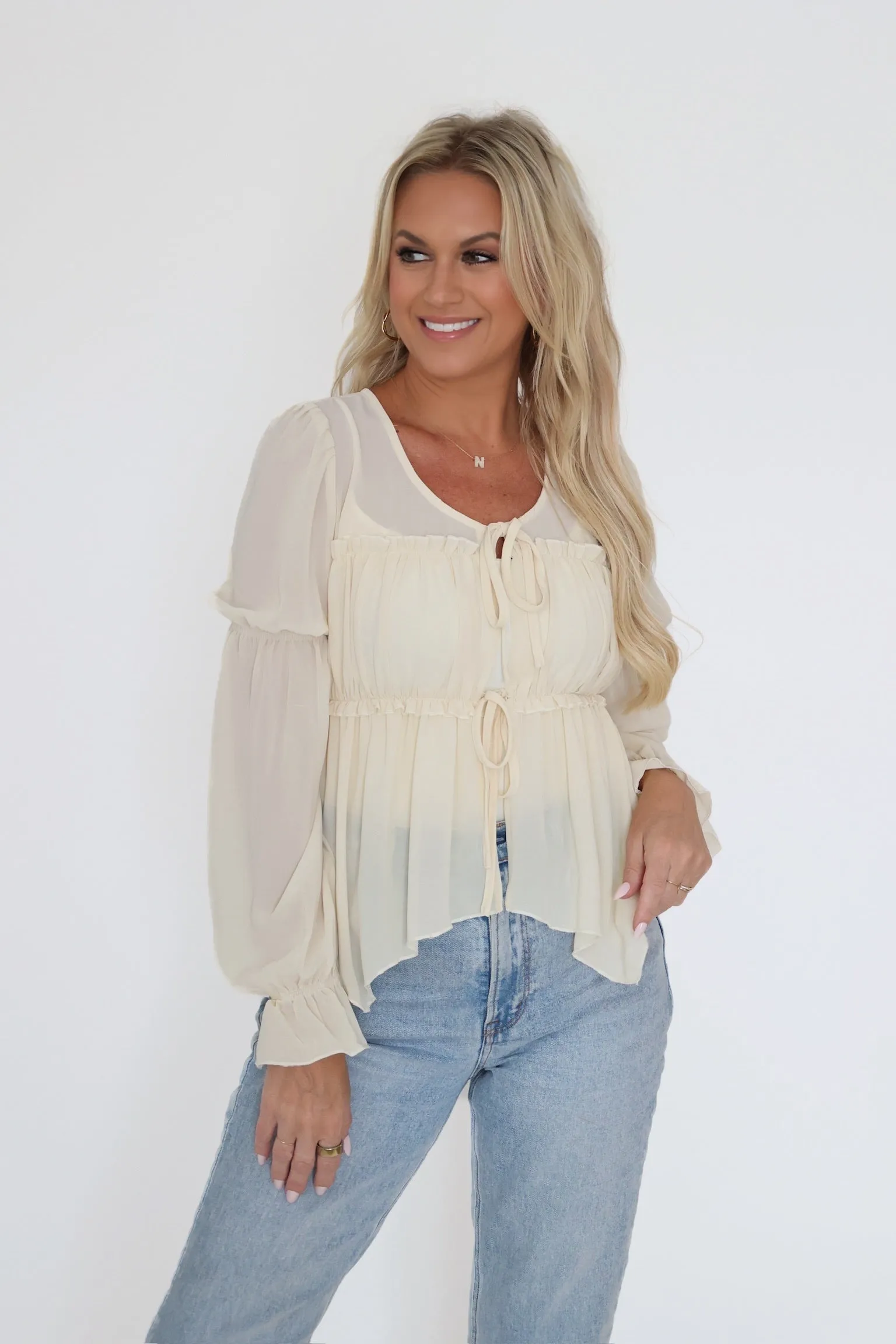 Breathable Tank Elegant Blouse Ava Tie Front Blouse