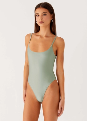 Ava One Piece Swimsuit - Sage Body Hugging Technology Breathable mesh