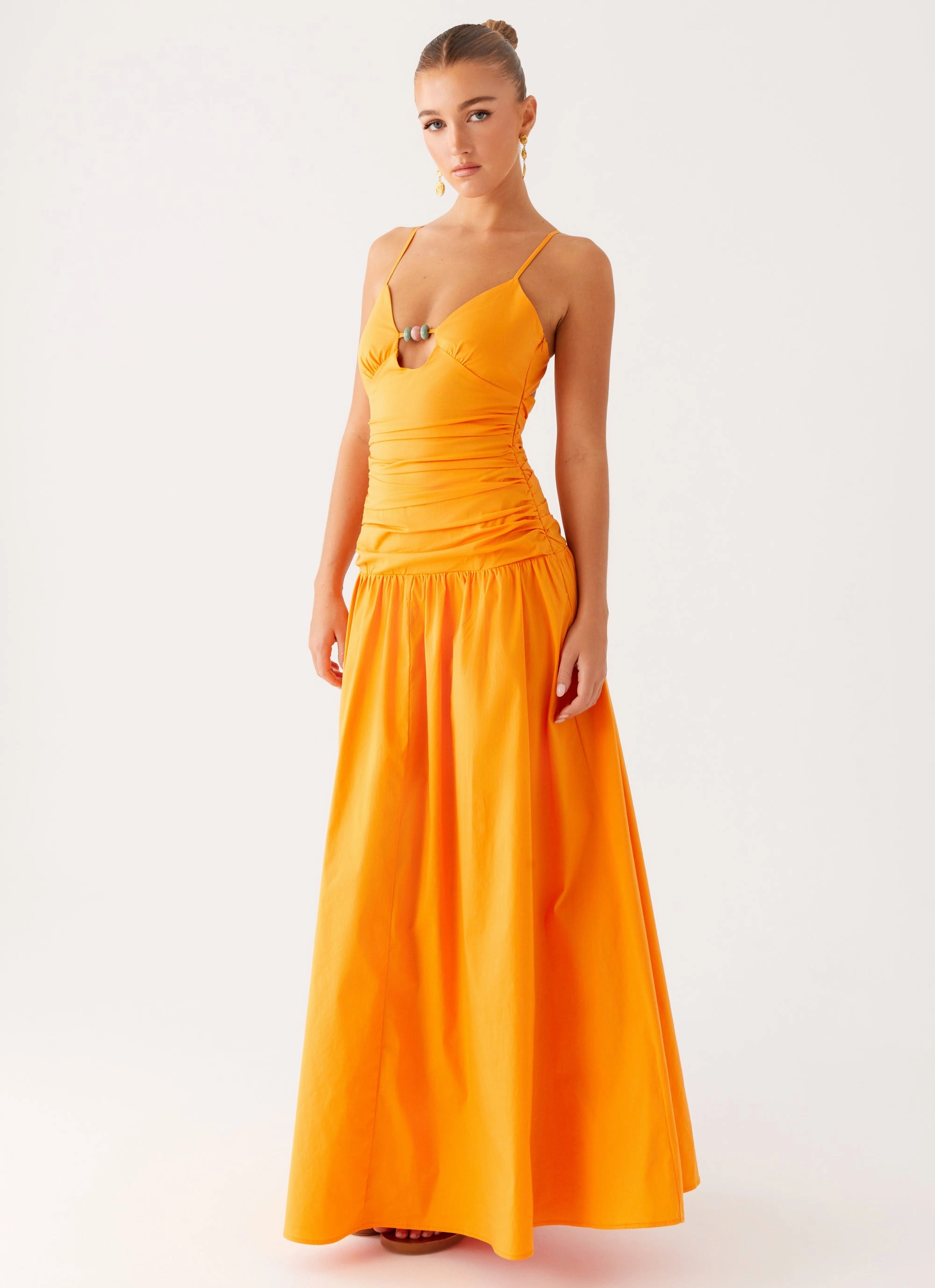 Avani Maxi Dress - Orange Subtle pattern Eye Appeal