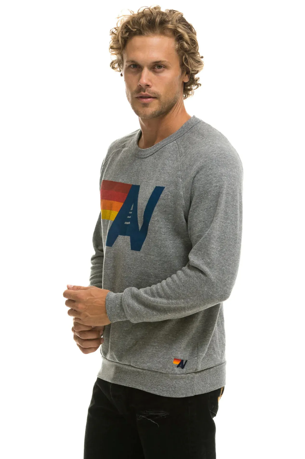 AVIATOR NATION UNISEX LOGO SWEATSHIRT -HEATHER GREY
