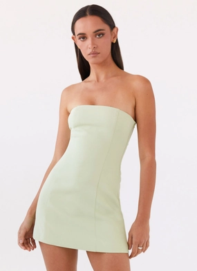 Ayanna Strapless Mini Dress - Green Zest Smooth Outline Contrasting Detail