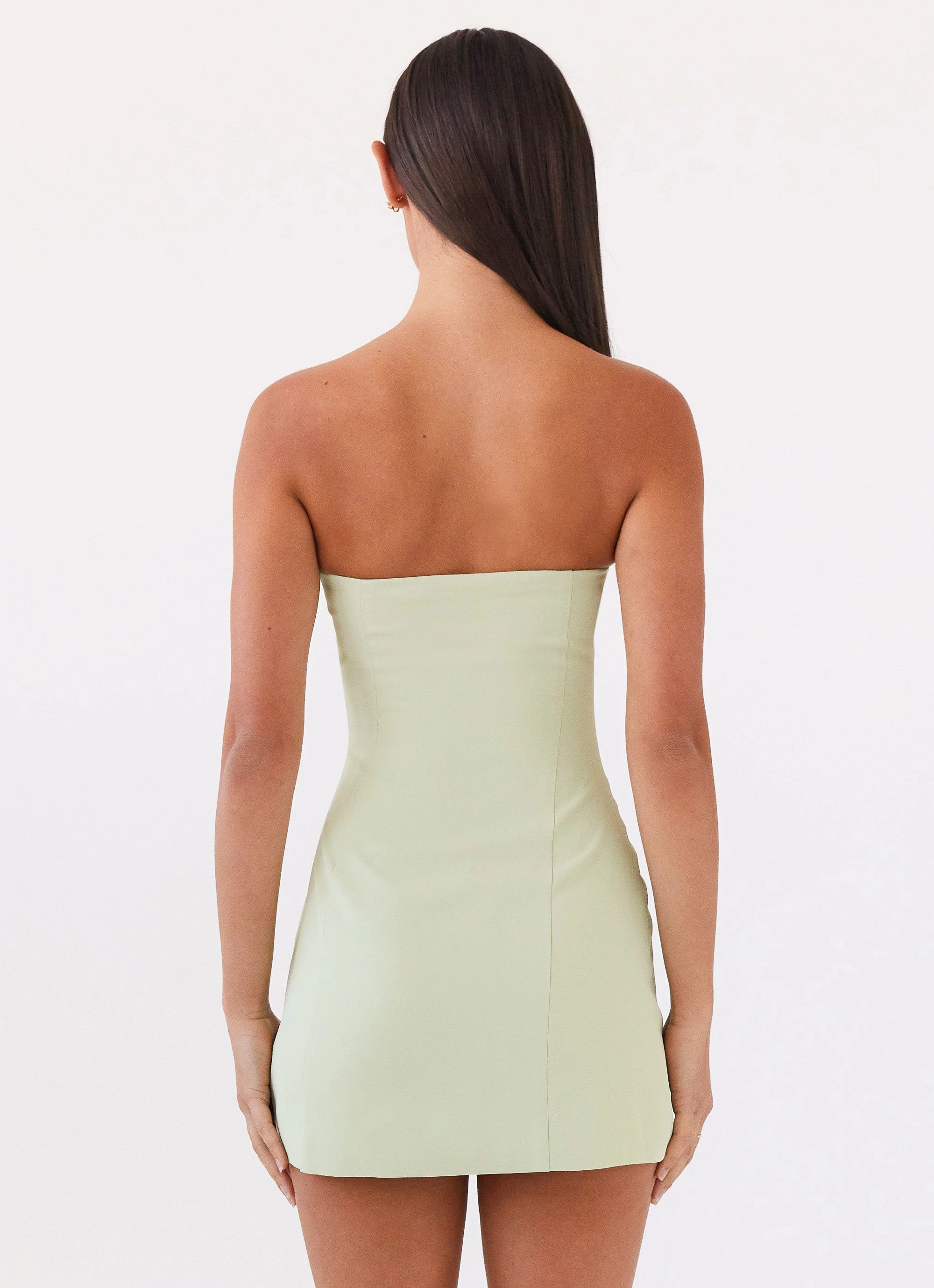 Ayanna Strapless Mini Dress - Green Zest Subtle Stitch Crisp Finish