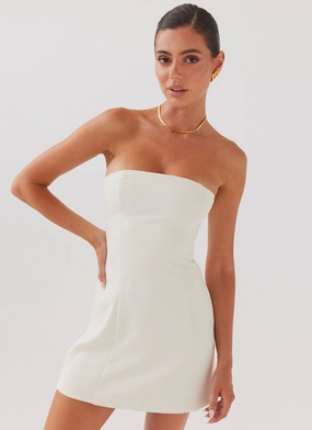 Ayanna Strapless Mini Dress - Ivory Polished Motion