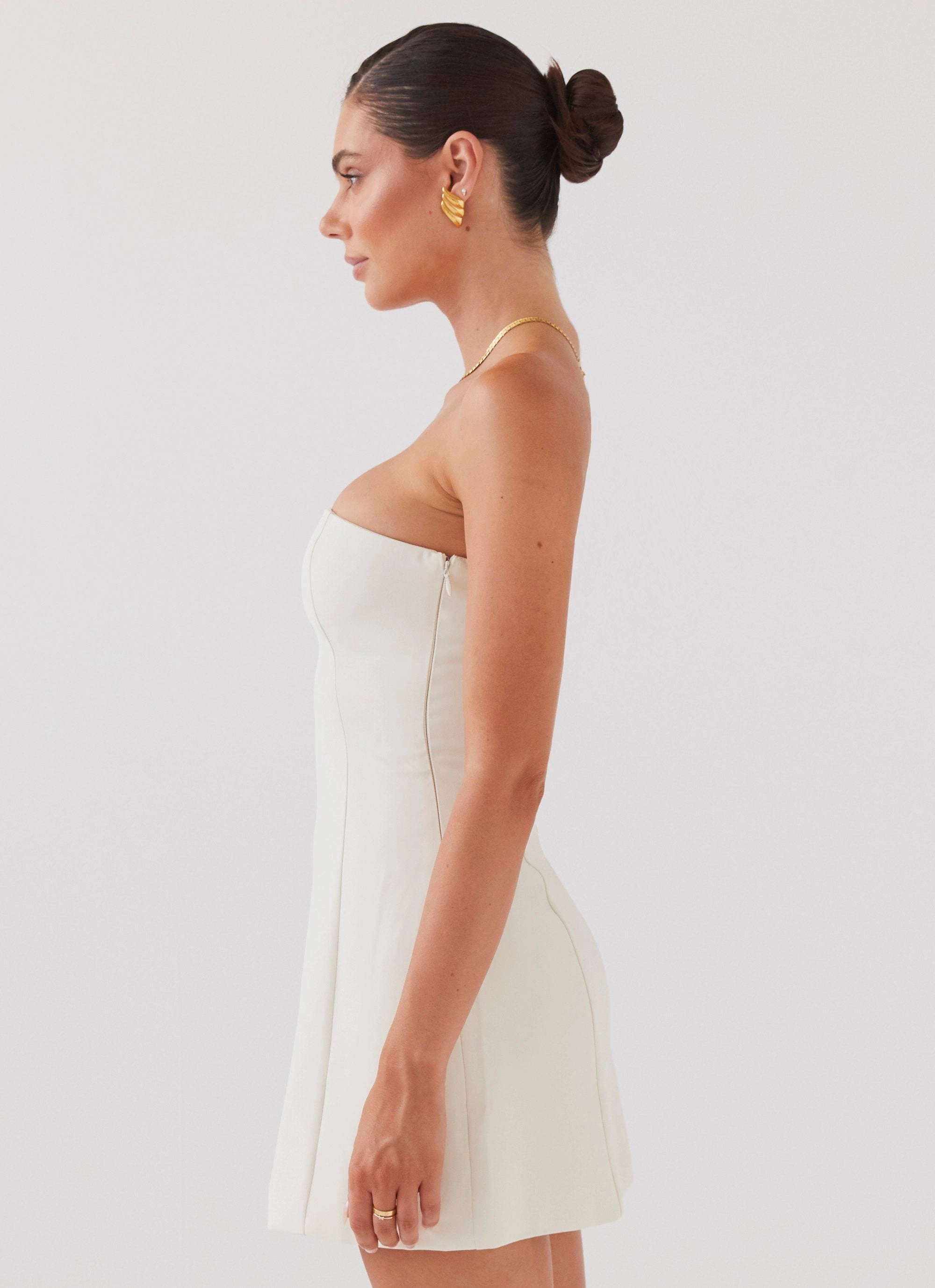 Bright bold dress Ayanna Strapless Mini Dress - Ivory