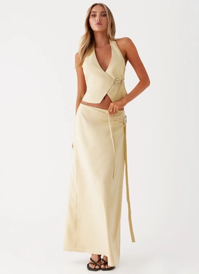 Embossed Detail Weekend Vibes Azura Maxi Skirt - Yellow