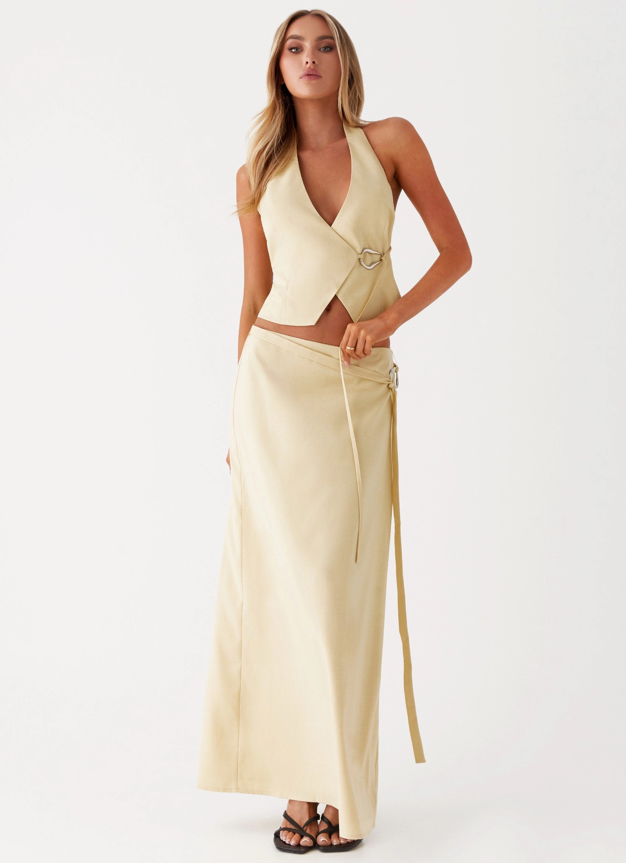Embossed Detail Weekend Vibes Azura Maxi Skirt - Yellow
