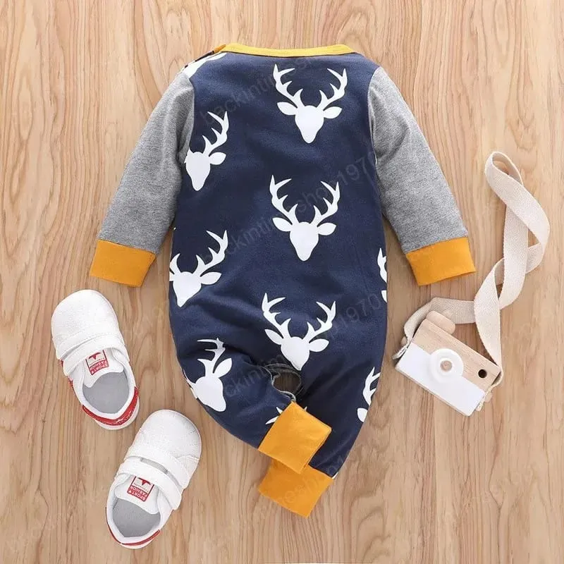 Baby Boys Jumpsuits Antler Print with Pocket Fall 0-3 X4416482