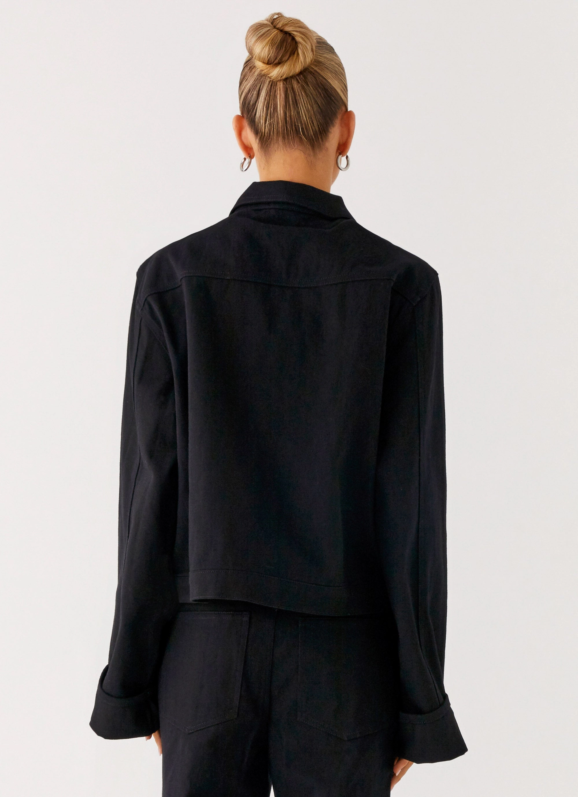 SnapFastenings Seam Sealed Construction Back Again Oversized Denim Jacket - Black