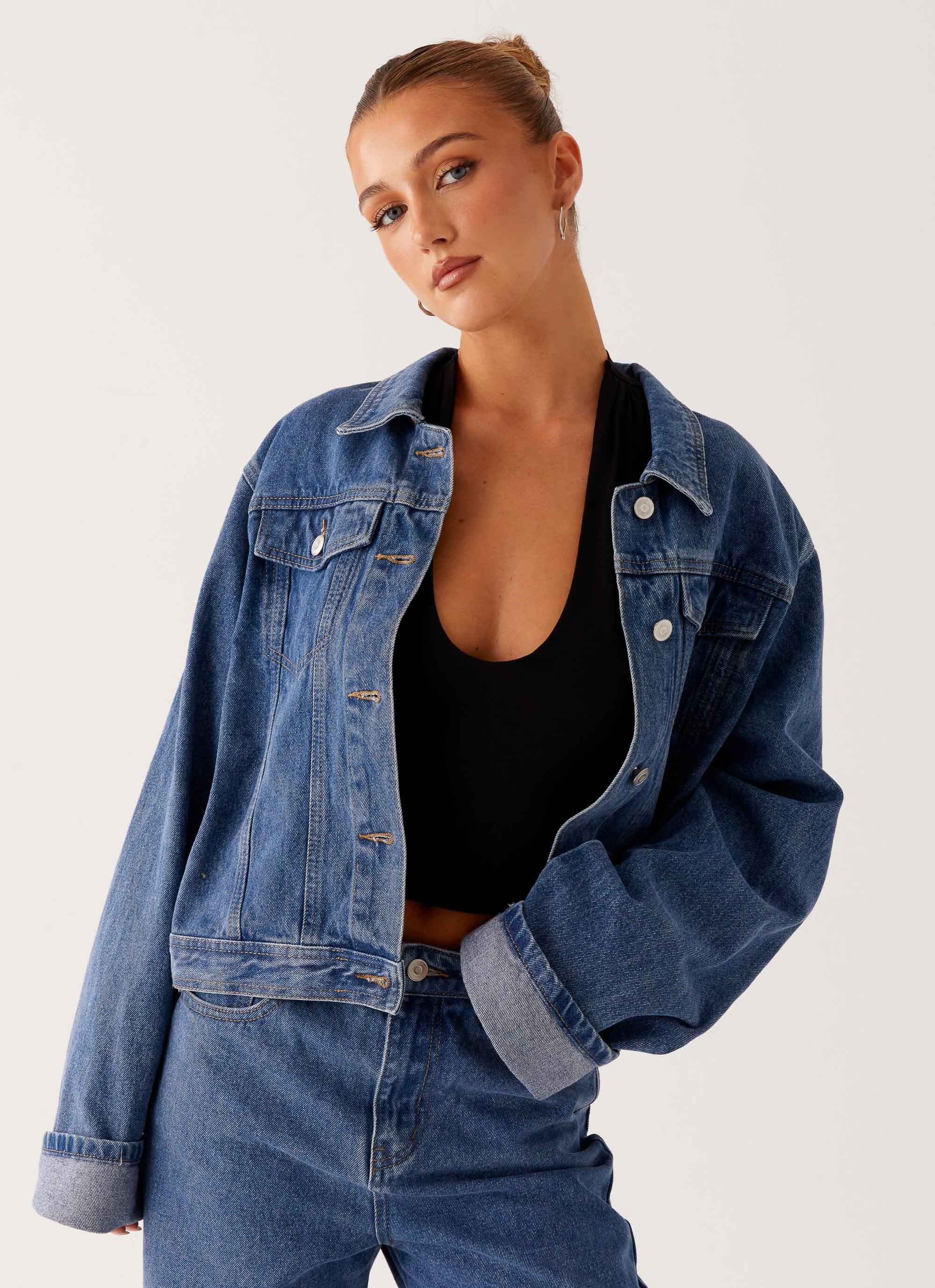 SoftshellMaterial Back Again Oversized Denim Jacket - True Blue