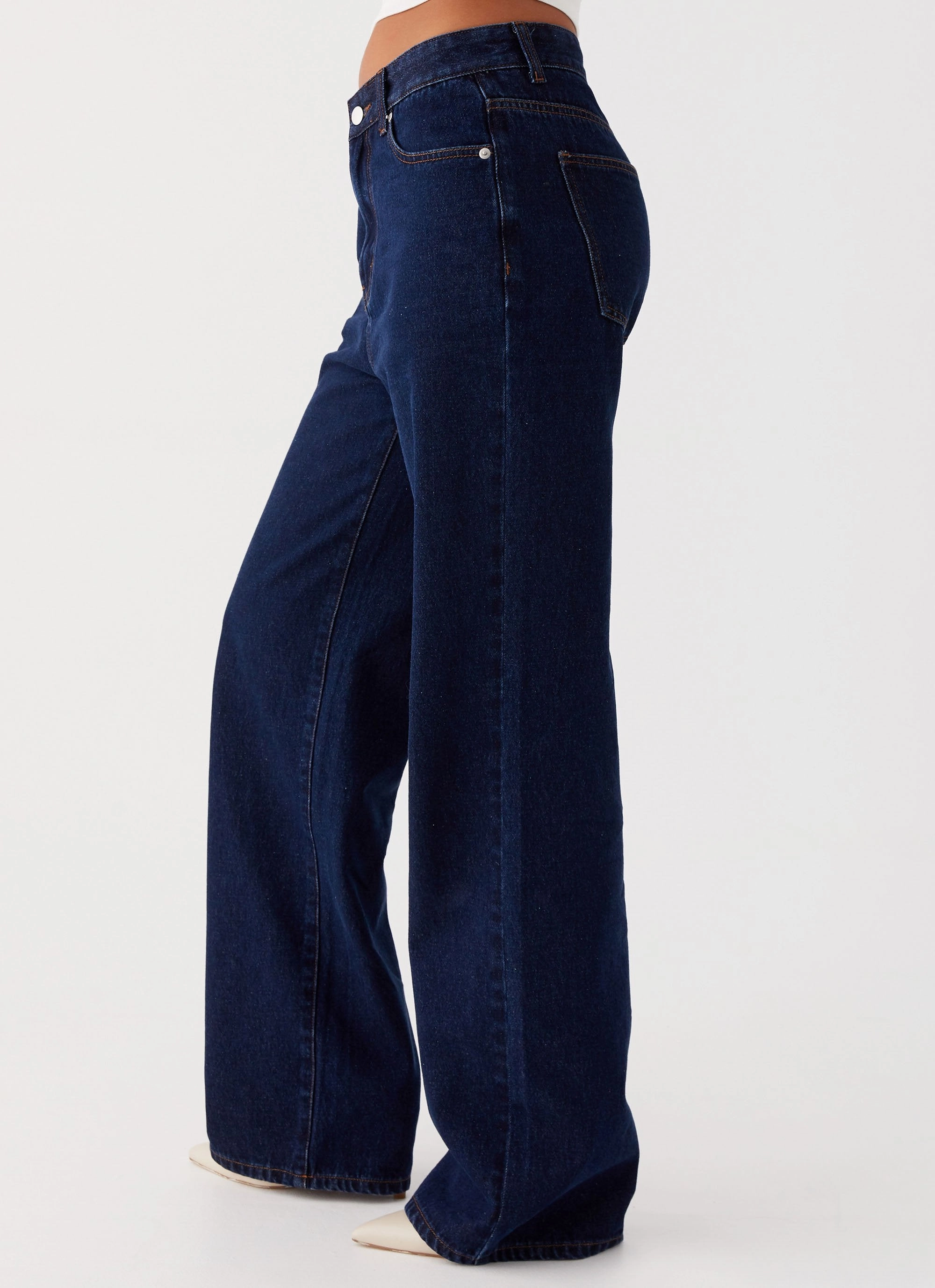 Back Again Straight Leg Denim Jeans - Blue Refined Detail Casual Days
