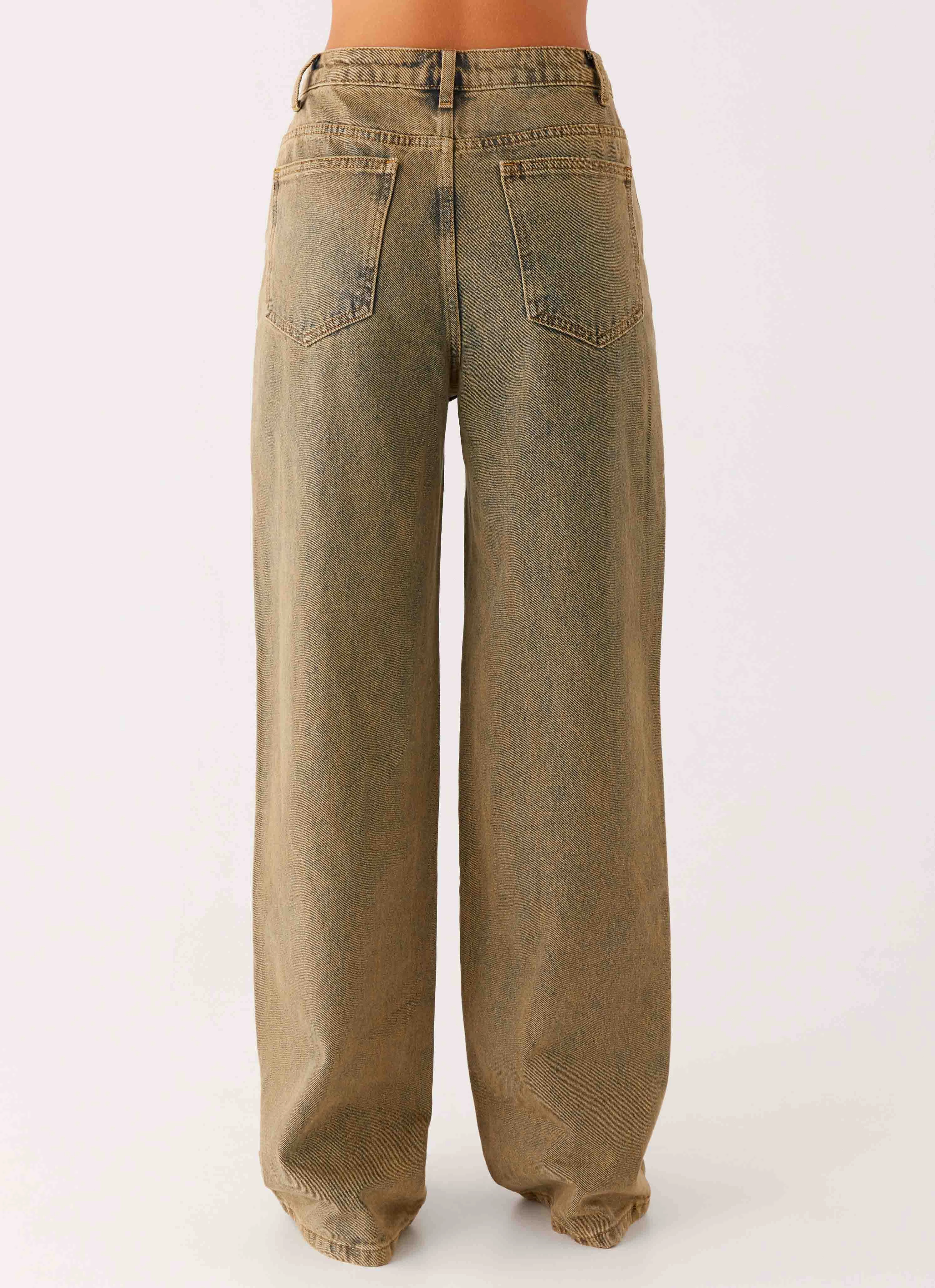 Back Again Straight Leg Denim Jeans - Brown Sand Wash Fit Comfort